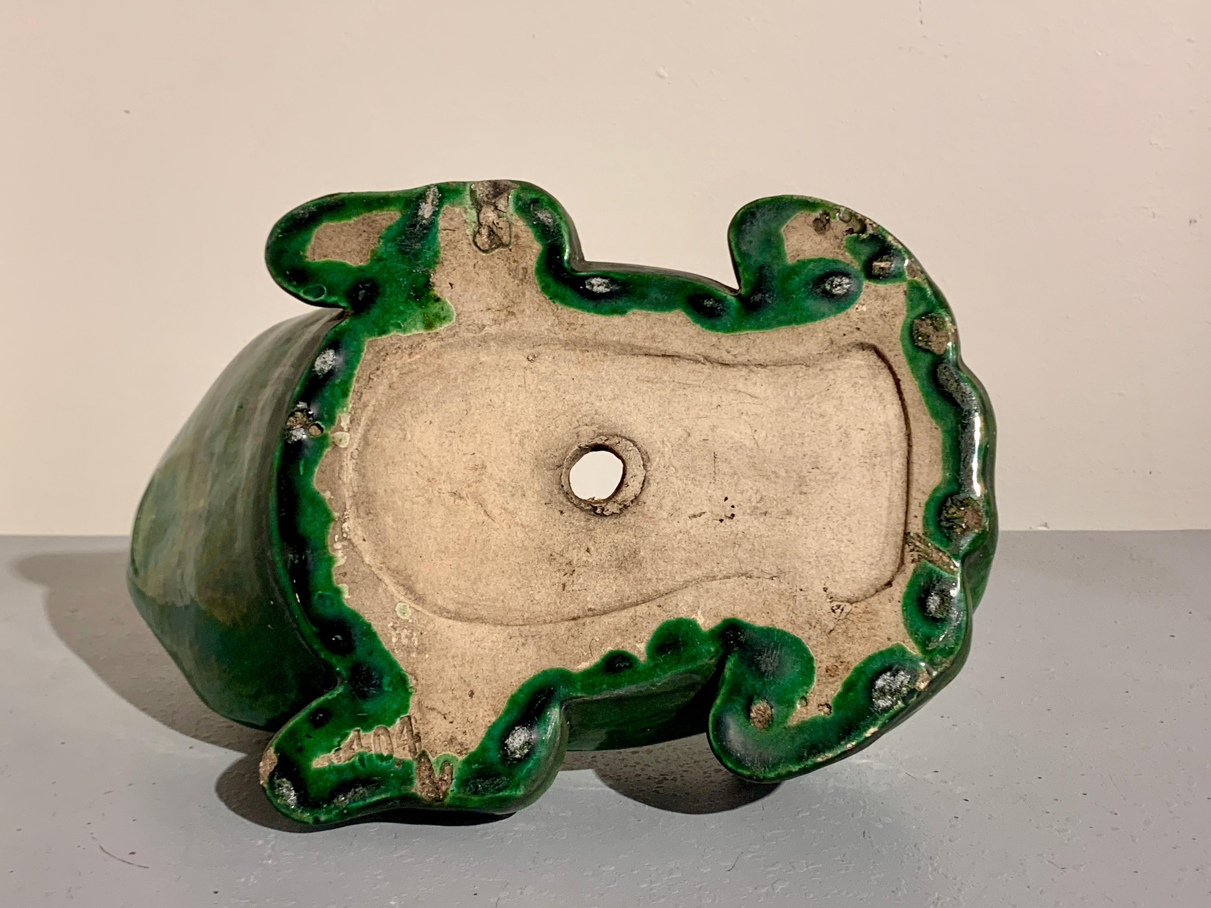 Mid-Century Frog Planter Green Glazed Stoneware 4