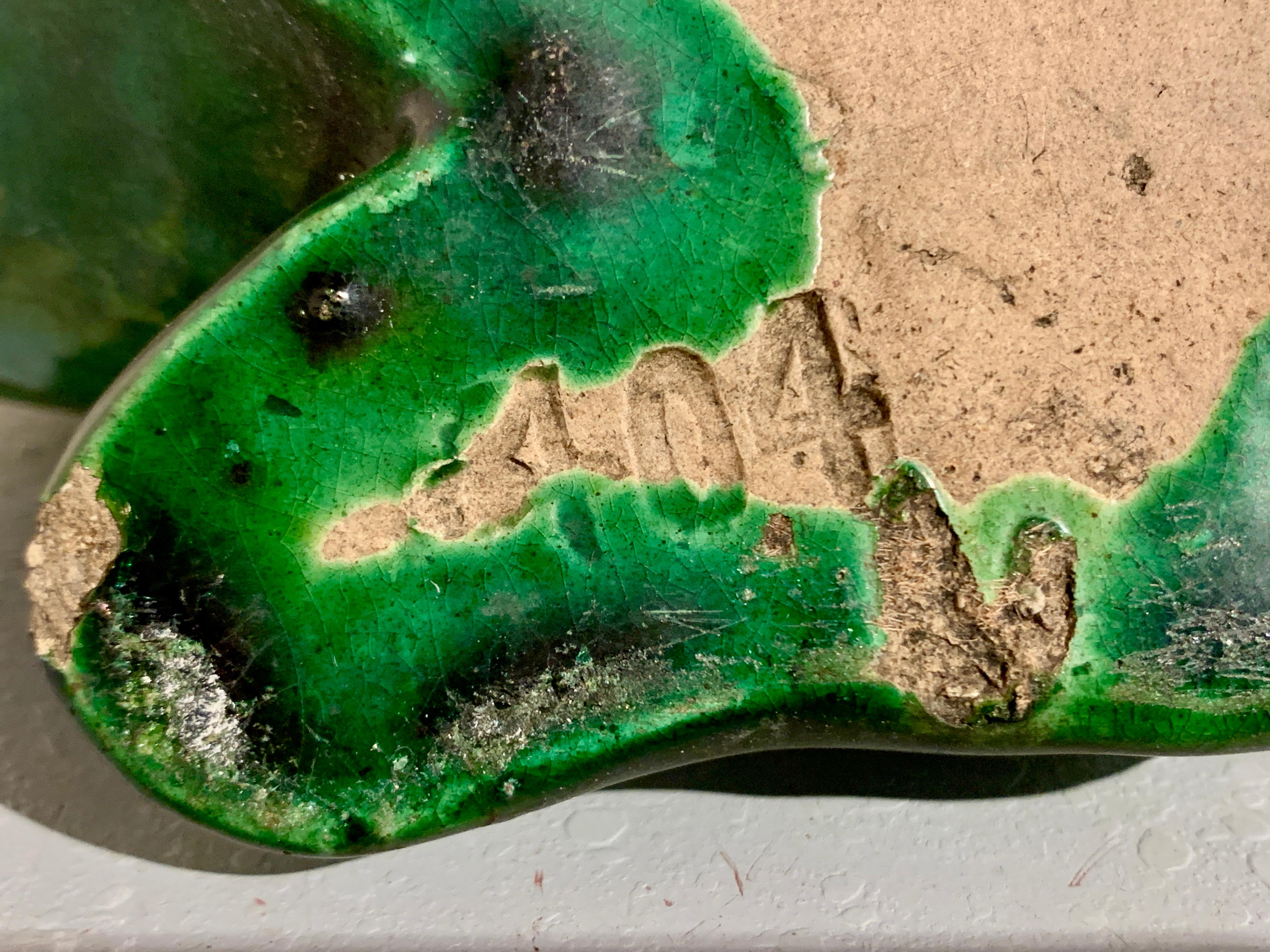Mid-Century Frog Planter Green Glazed Stoneware 7