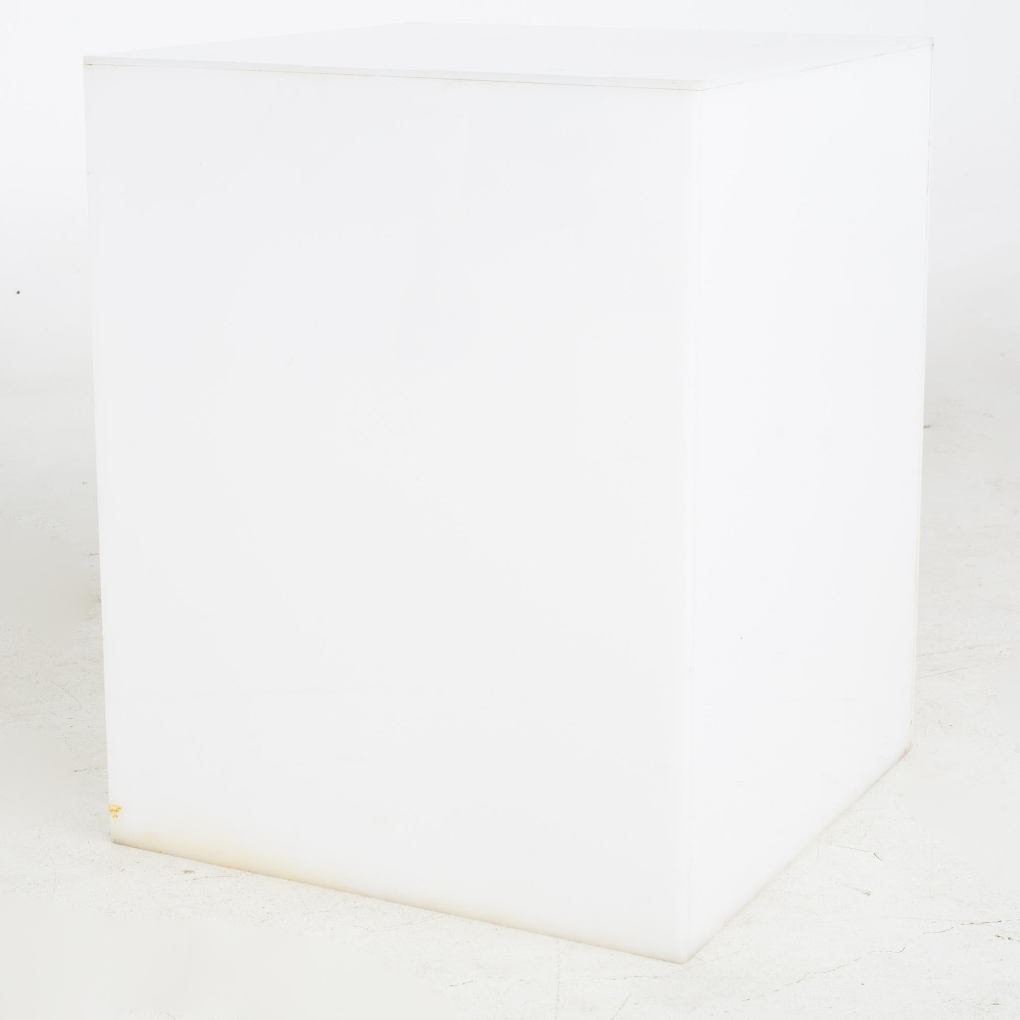 Mid-Century Modern Mid Century Frosted Acrylic Cube Side End Table For Sale