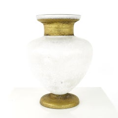 Mid Century Frosted Art Glass Gold Vase