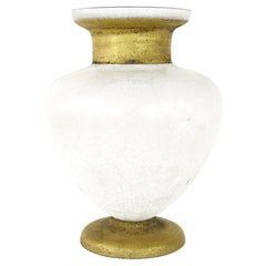 Mid Century Frosted Art Glass Gold Vase