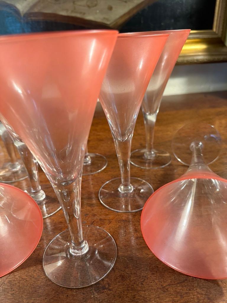 Mid-Century Modern Mid Century Frosted Chrystal Martini Glasses, very rare