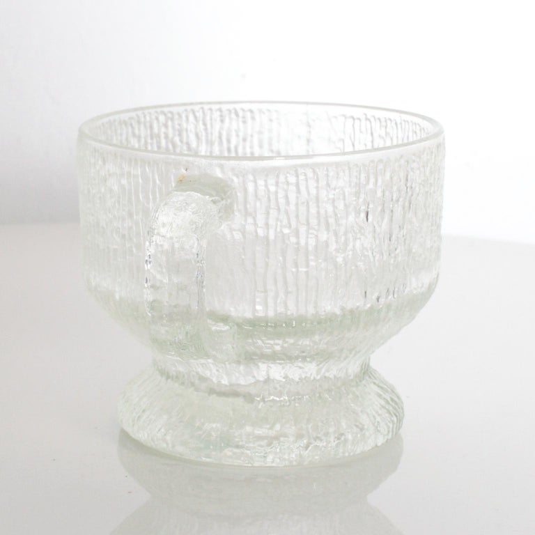 Late 20th Century Midcentury Frosted Glassware Cups Tapio Wirkkala Ultima Thule Mugs IITTALA For Sale