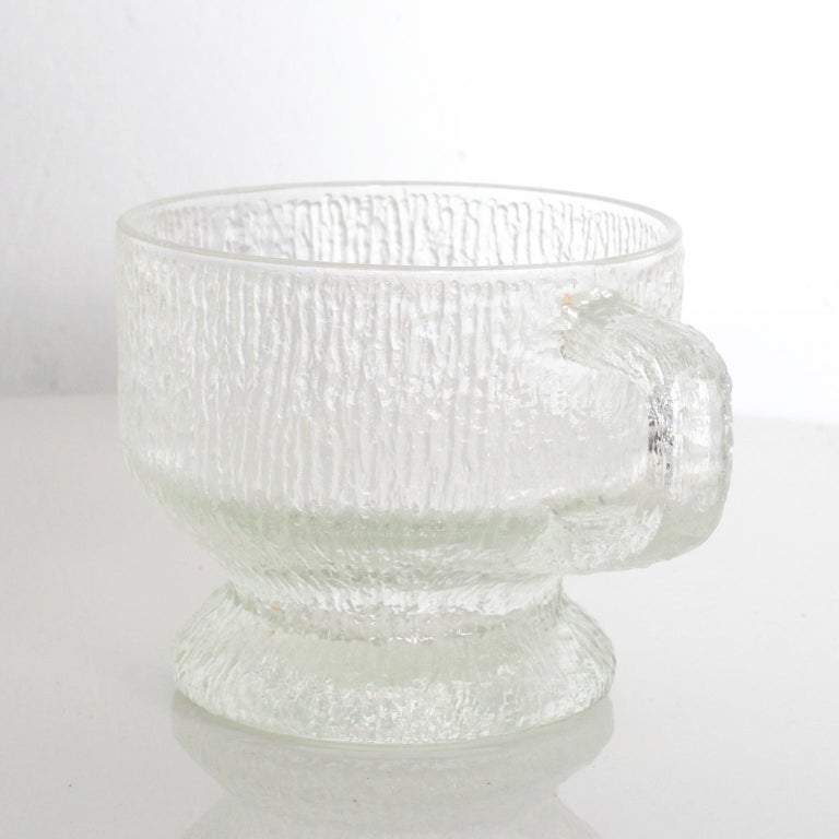 Midcentury Frosted Glassware Cups Tapio Wirkkala Ultima Thule Mugs IITTALA For Sale 1