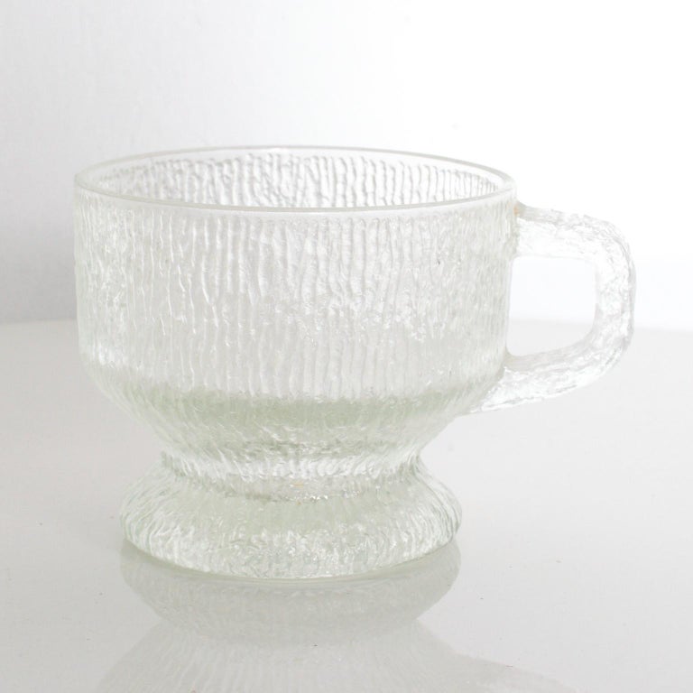 Midcentury Frosted Glassware Cups Tapio Wirkkala Ultima Thule Mugs IITTALA For Sale 2