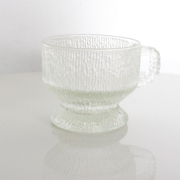 Midcentury Frosted Glassware Cups Tapio Wirkkala Ultima Thule Mugs IITTALA For Sale 3