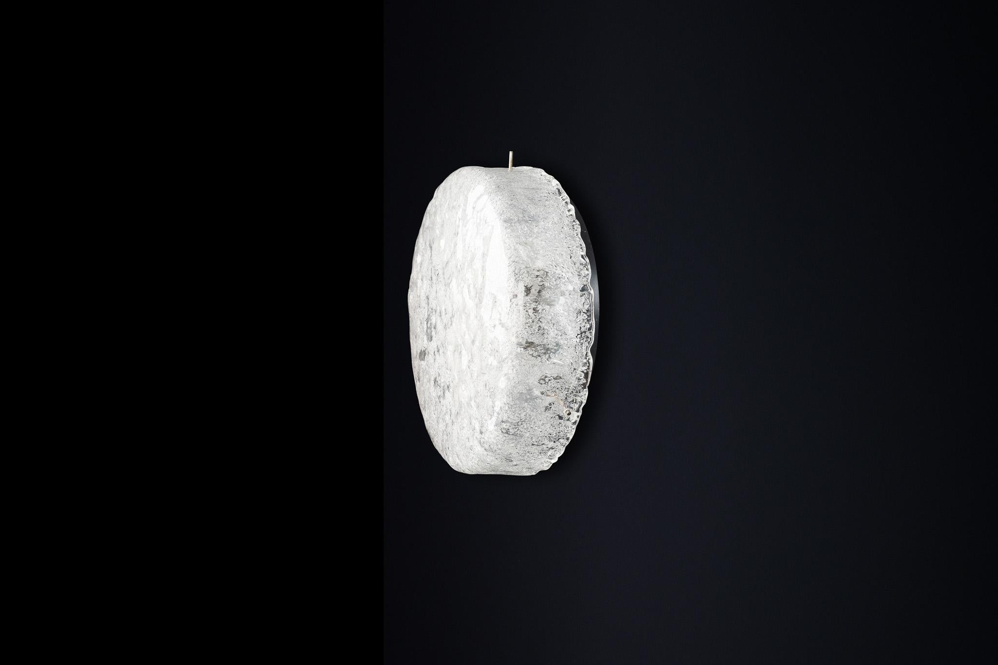 Mid-Century Frosted Ice Glass Ceiling Light by Kaiser Leuchten, 1960s Germany For Sale 7