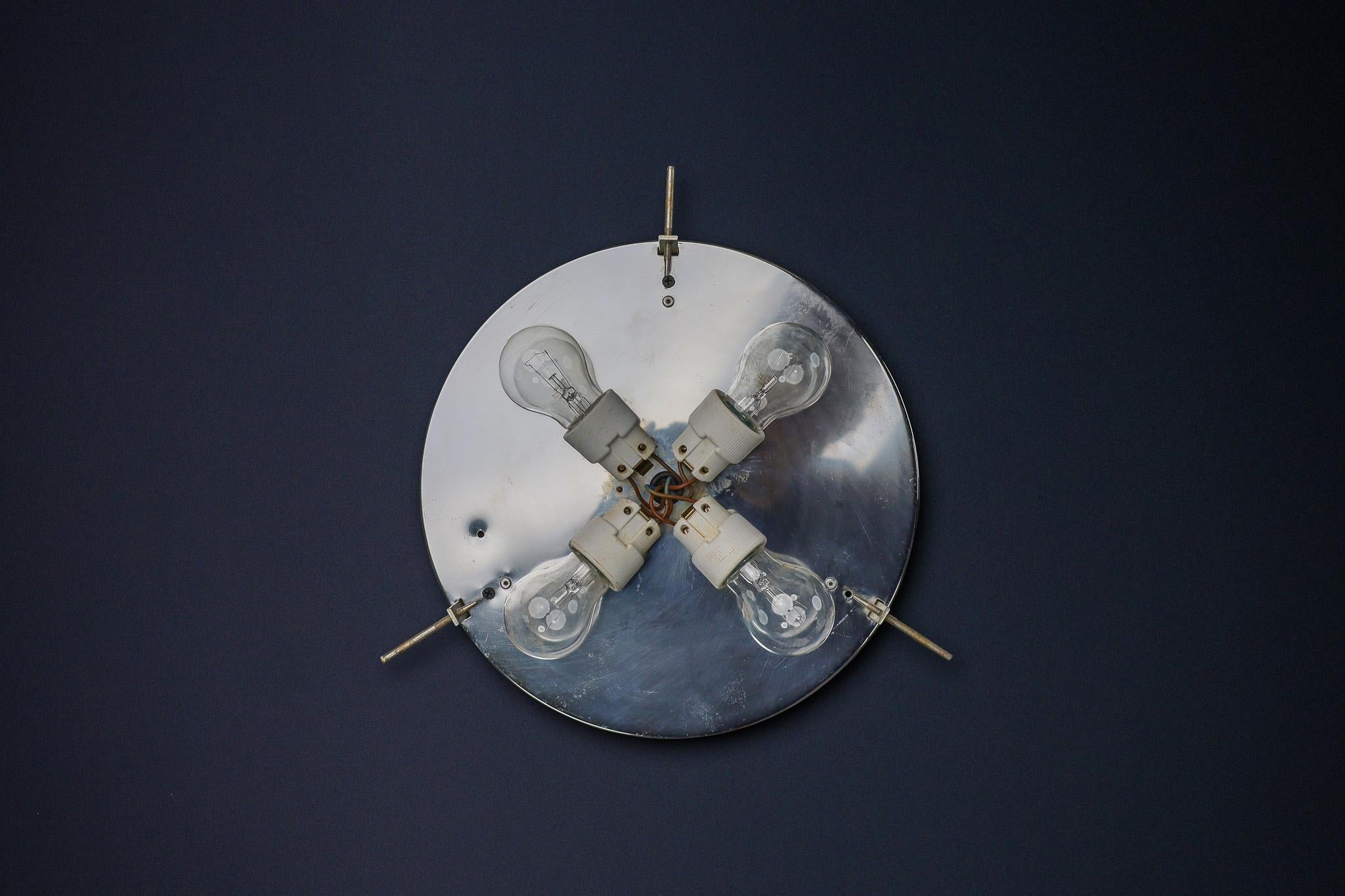 Mid-Century Frosted Ice Glass Ceiling Light by Kaiser Leuchten, 1960s Germany For Sale 8