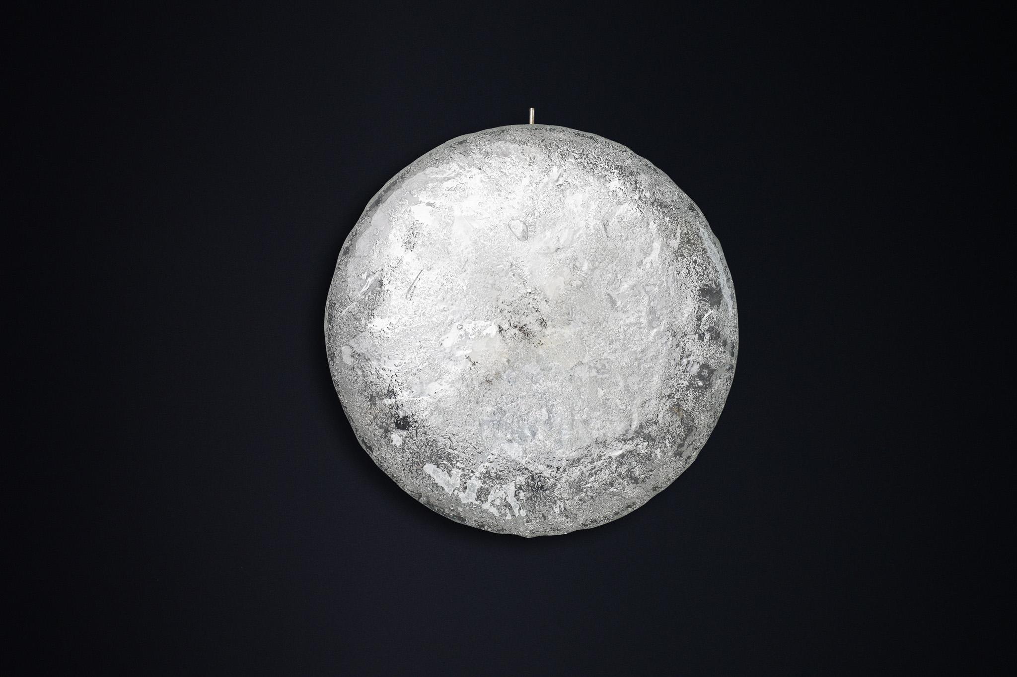 Mid-Century Frosted Ice Glass Ceiling Light by Kaiser Leuchten, 1960s Germany For Sale 2