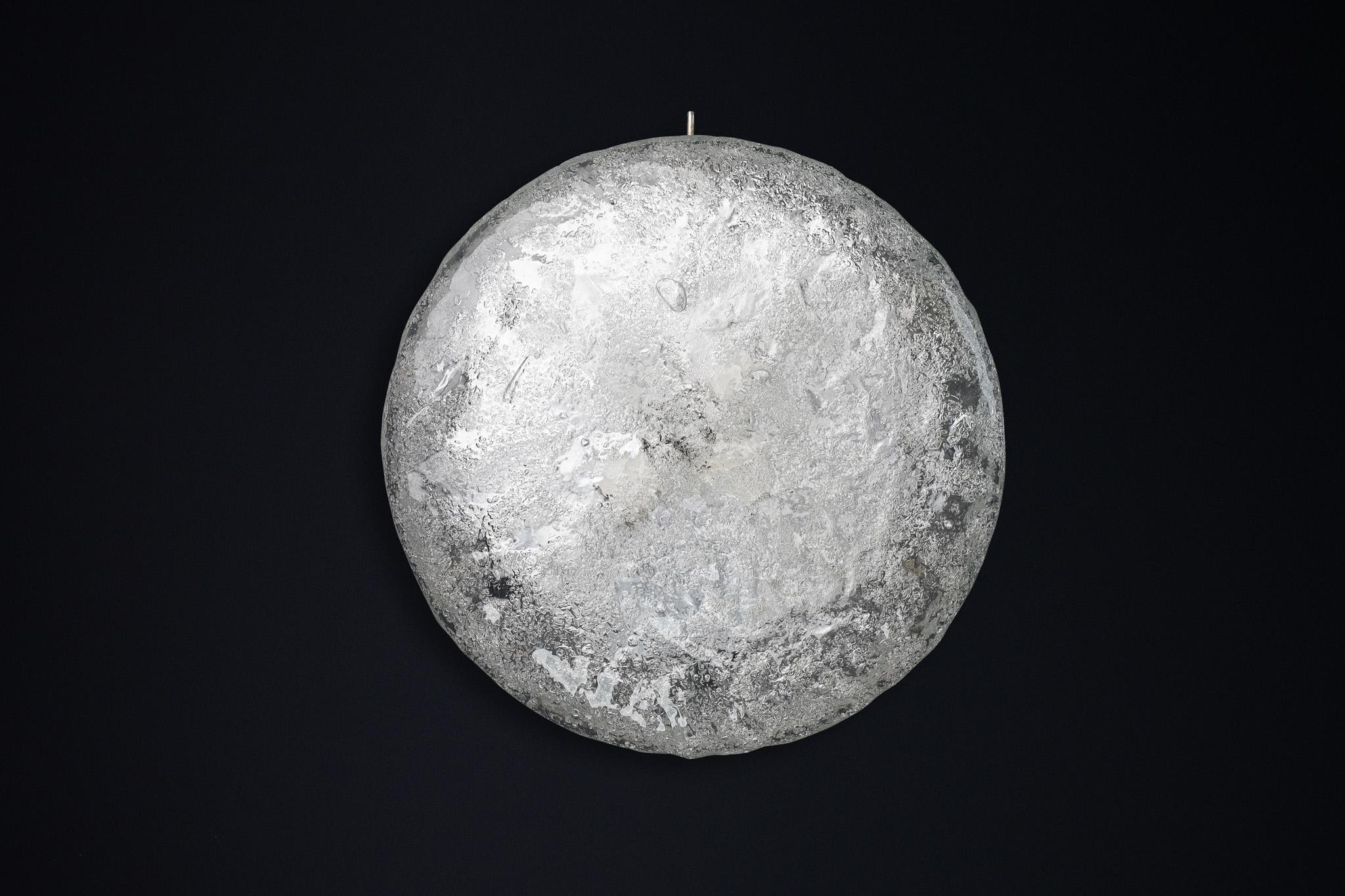 Mid-Century Frosted Ice Glass Ceiling Light by Kaiser Leuchten, 1960s Germany For Sale 3
