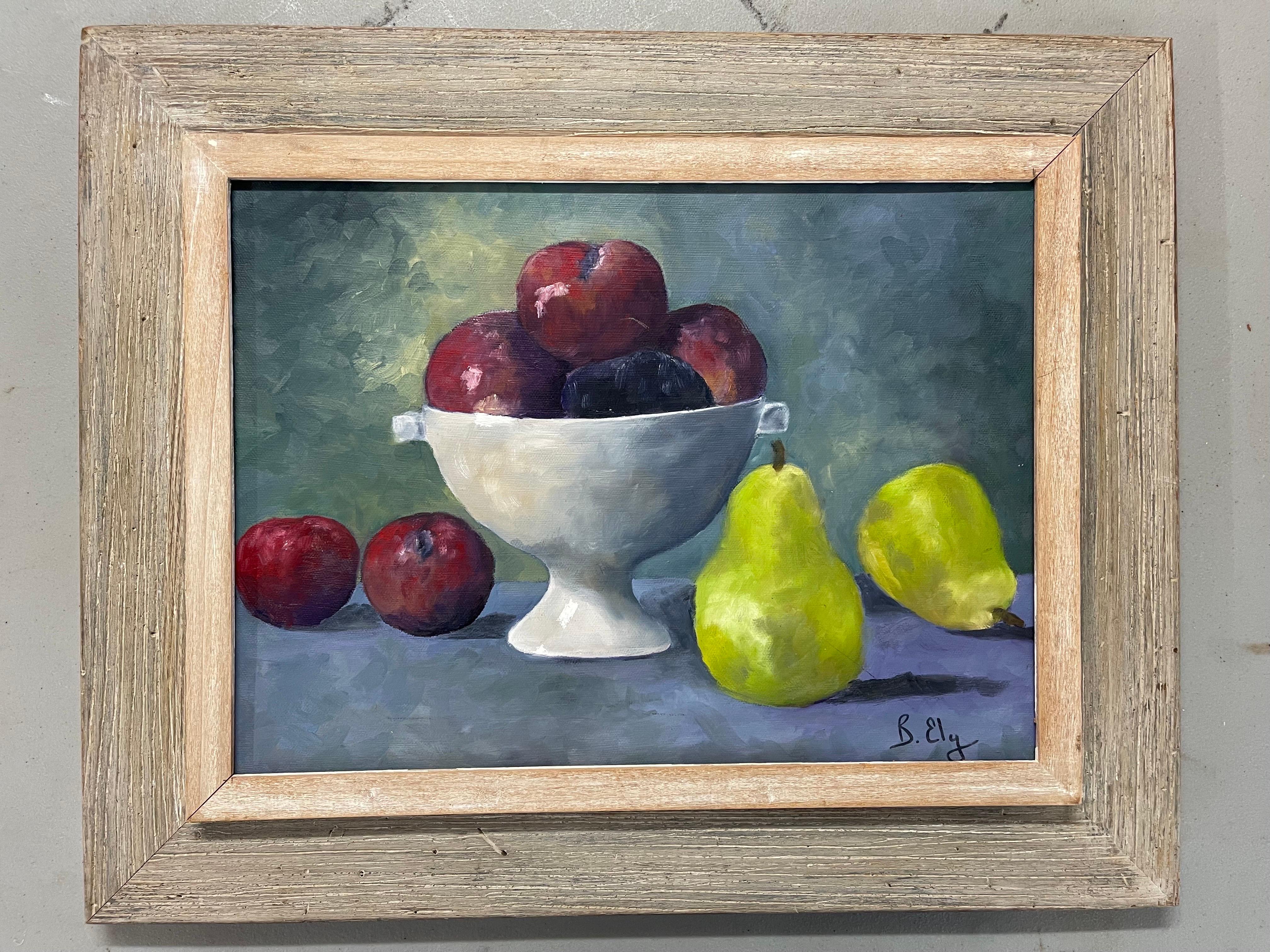 Obststillleben aus der Mitte des Jahrhunderts auf Leinwand im Zustand „Gut“ im Angebot in Redding, CT