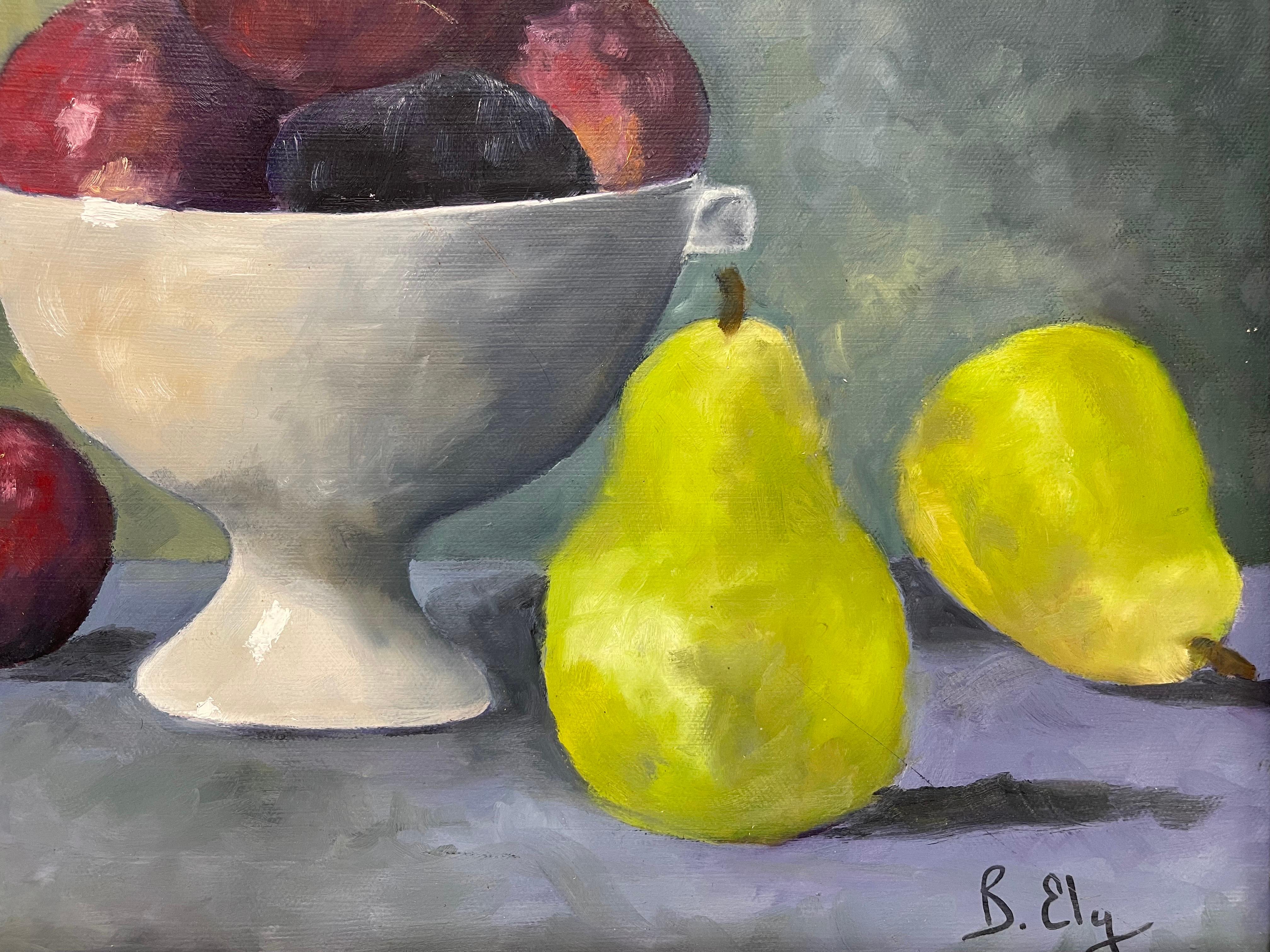 Obststillleben aus der Mitte des Jahrhunderts auf Leinwand im Angebot 4