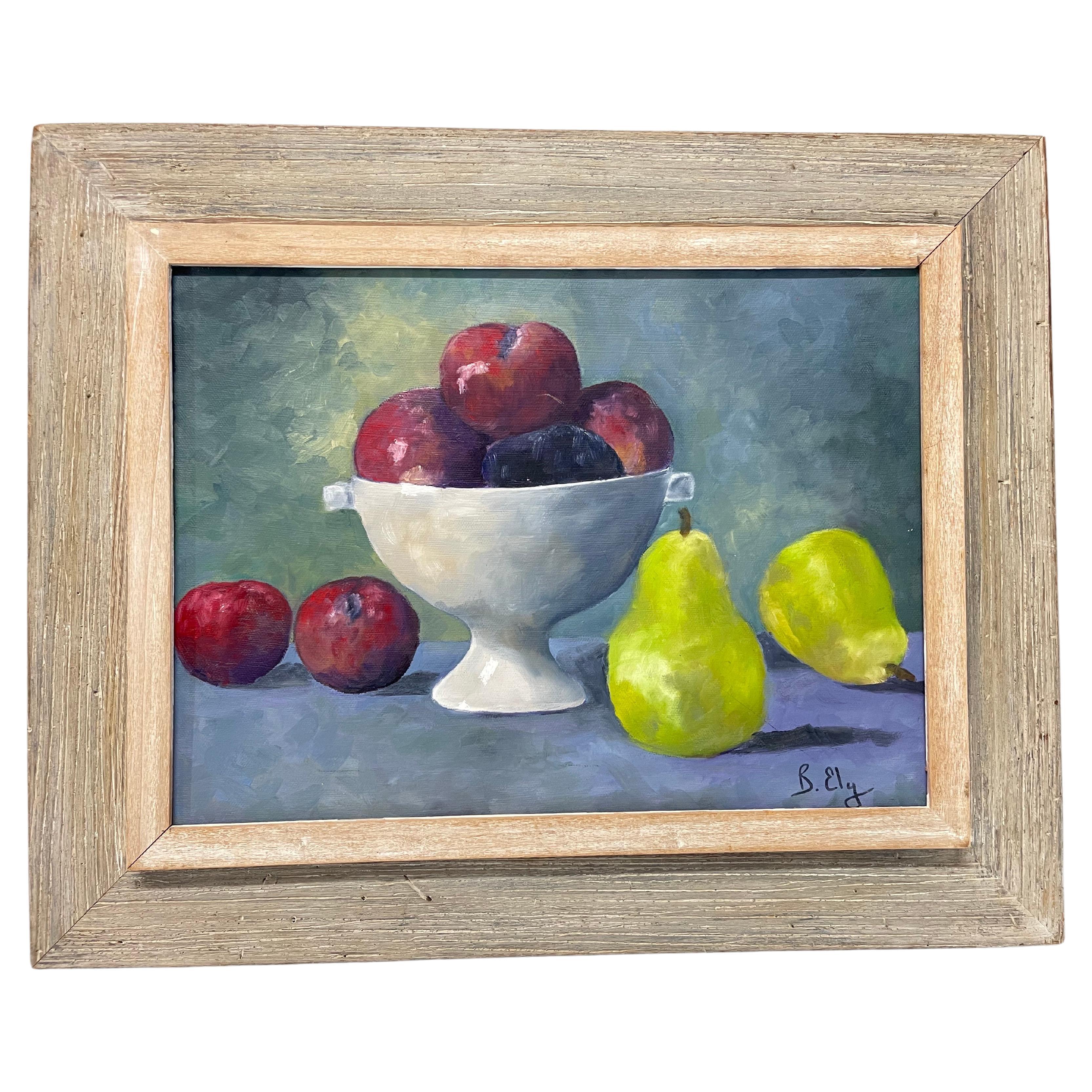 Mid Century Fruit Still Life on Canvas