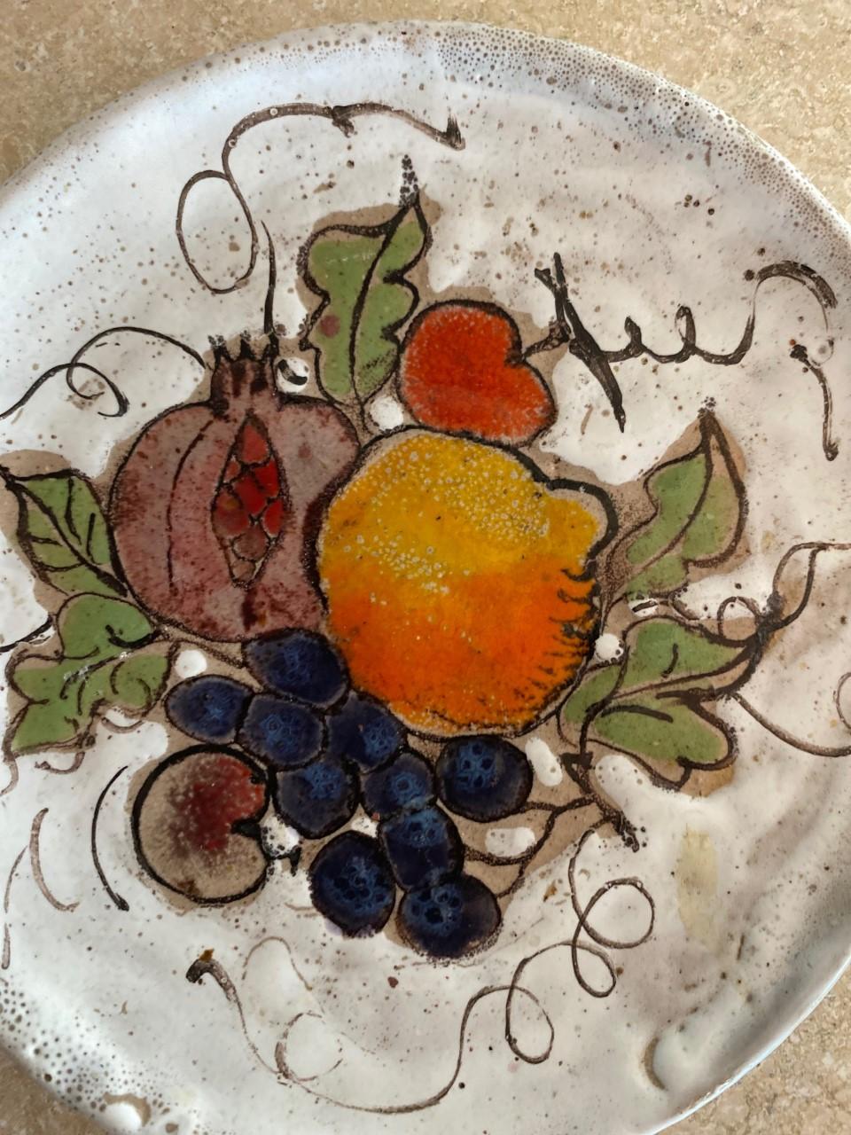 Mid-Century Modern Mid Century “Fruit Still Life” Small Plate by Elio Schiavon For Sale