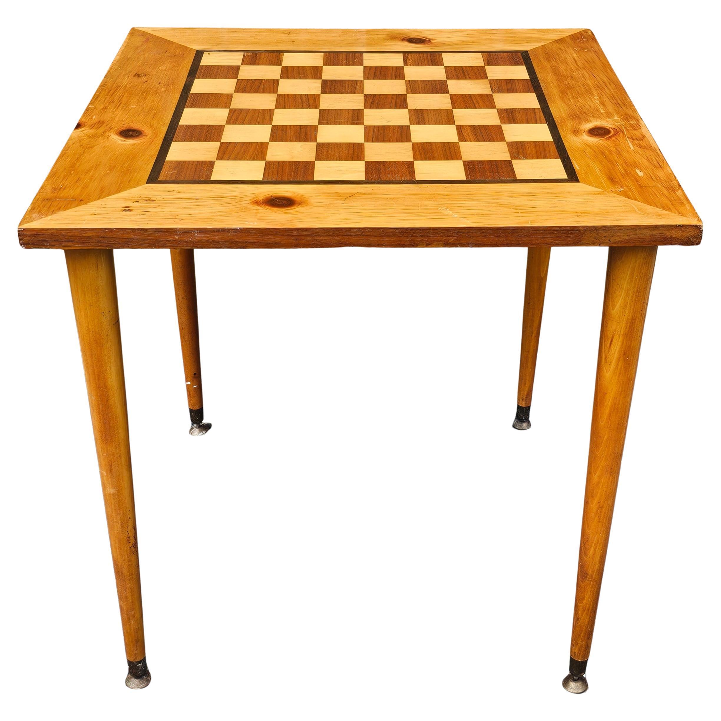 Mid Century Fruitwood Parquetry Game Table