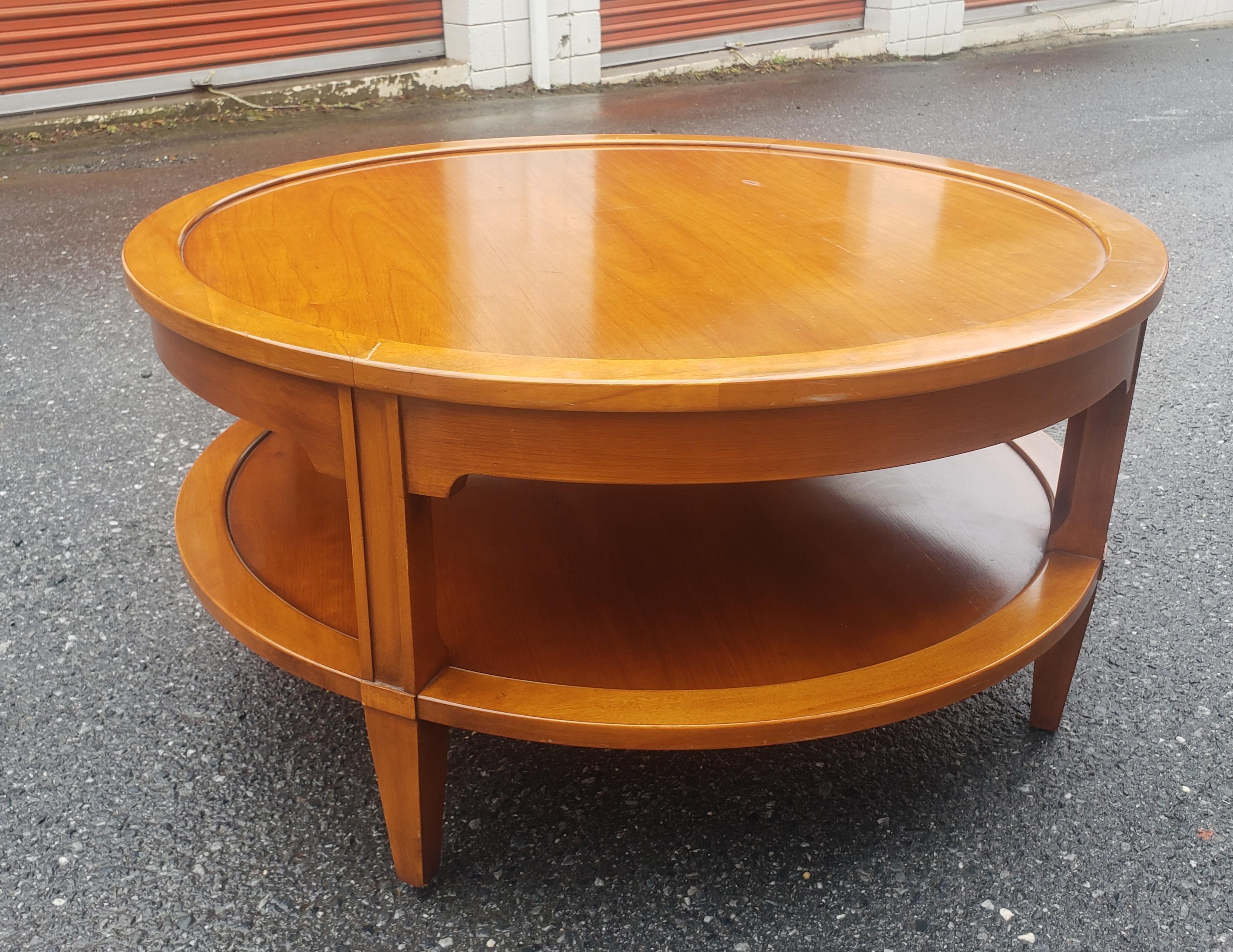 American MId-Century Fruitwood Two-Tier Coffee Table Cocktail Table For Sale