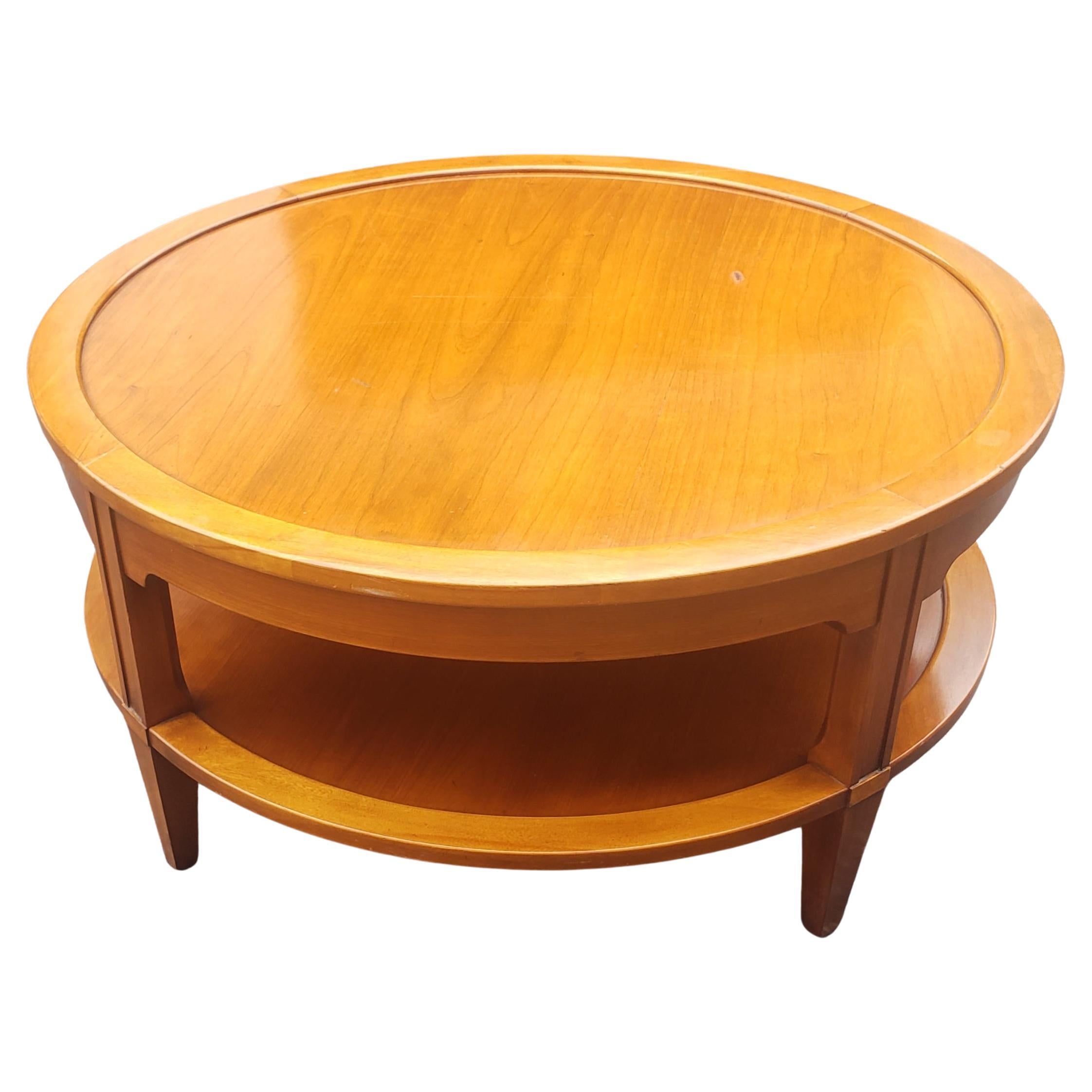 MId-Century Fruitwood Two-Tier Coffee Table Cocktail Table For Sale