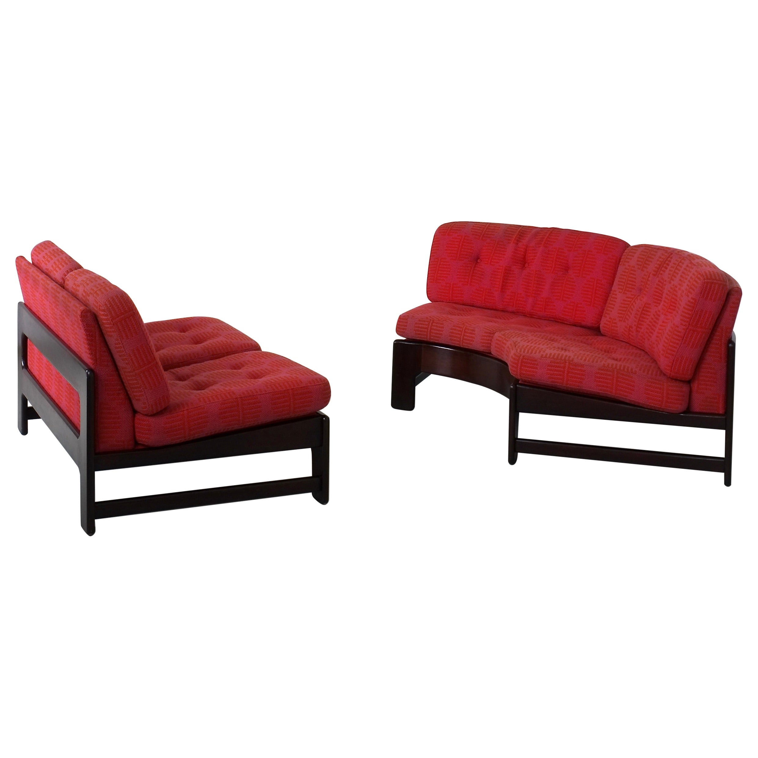 Mid-Century Fuchsia Low Modular Sofa Set, 1960s For Sale