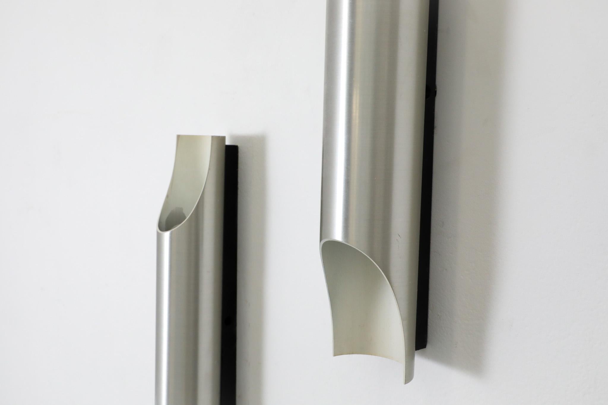 Mid-Century Fuga Aluminum Tubular Wall Lamps with Black Enameled Bases by RAAK For Sale 1