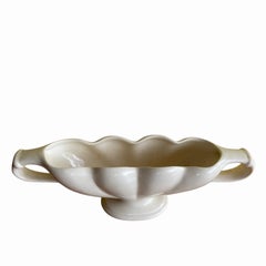 Mid century Fulham Pottery ivory white glazed flower arranging mantle vase / urn