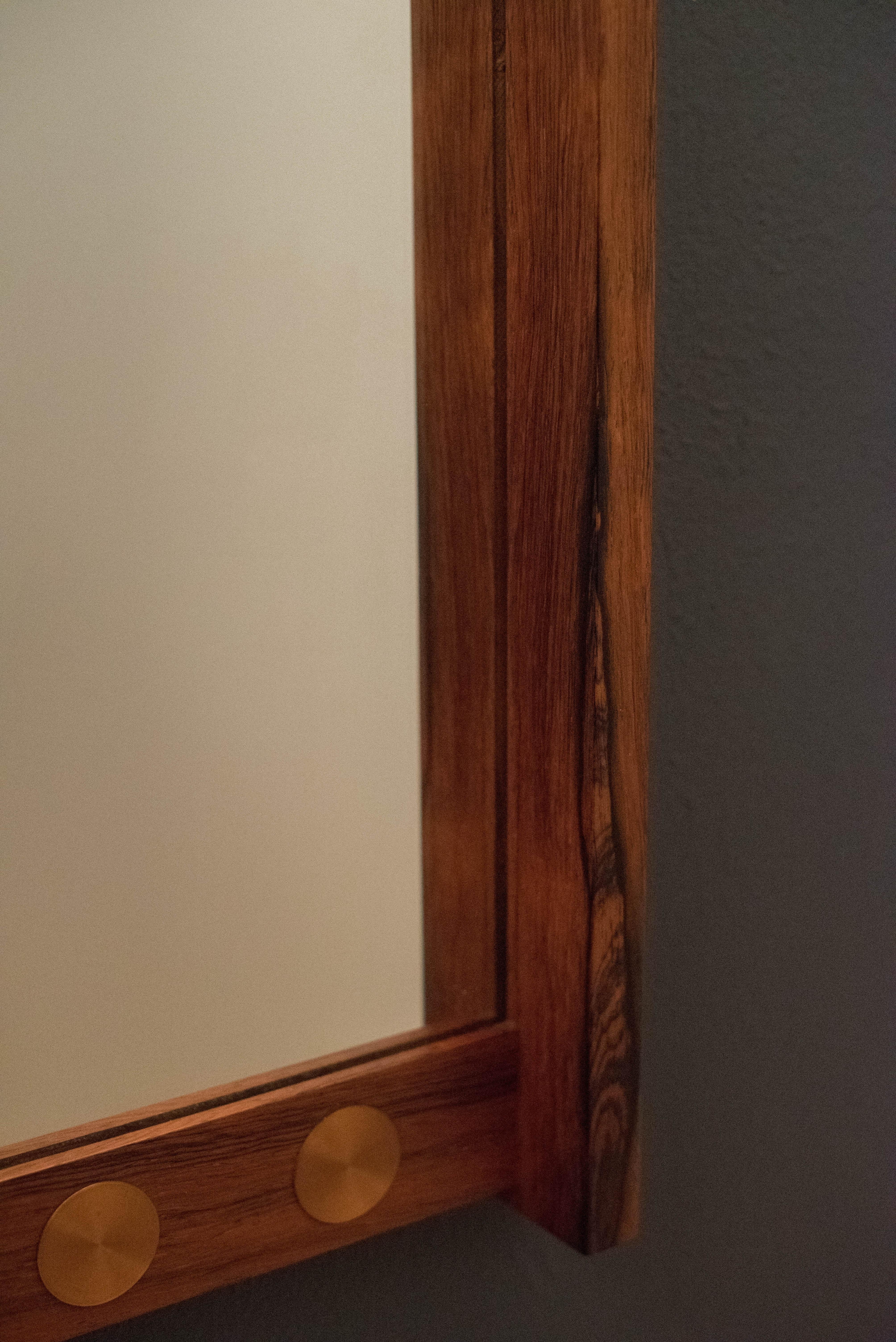 Late 20th Century Mid Century Rosewood and Copper Mirror