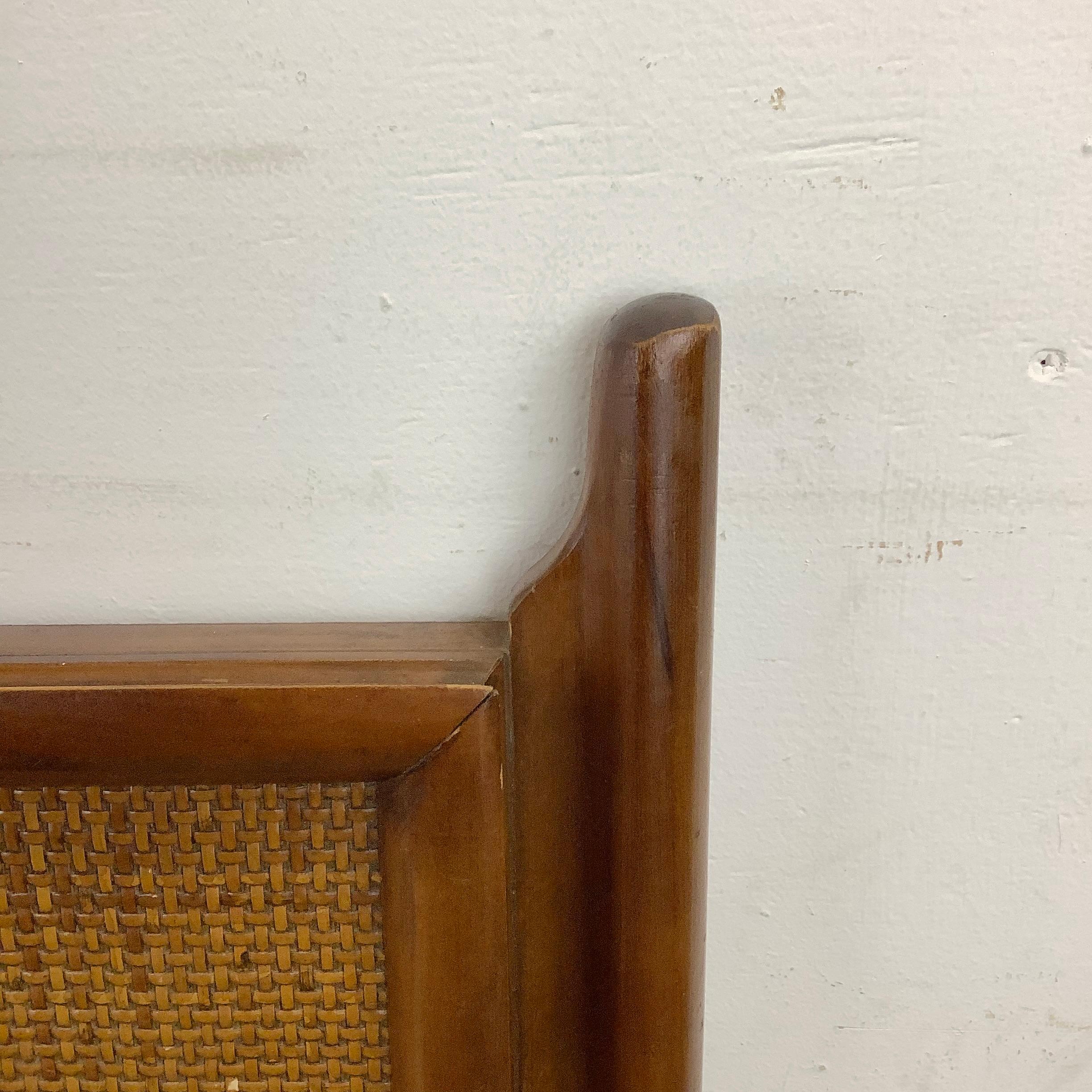 Mid-Century Full Size Headboard with Cane Front Detail 11