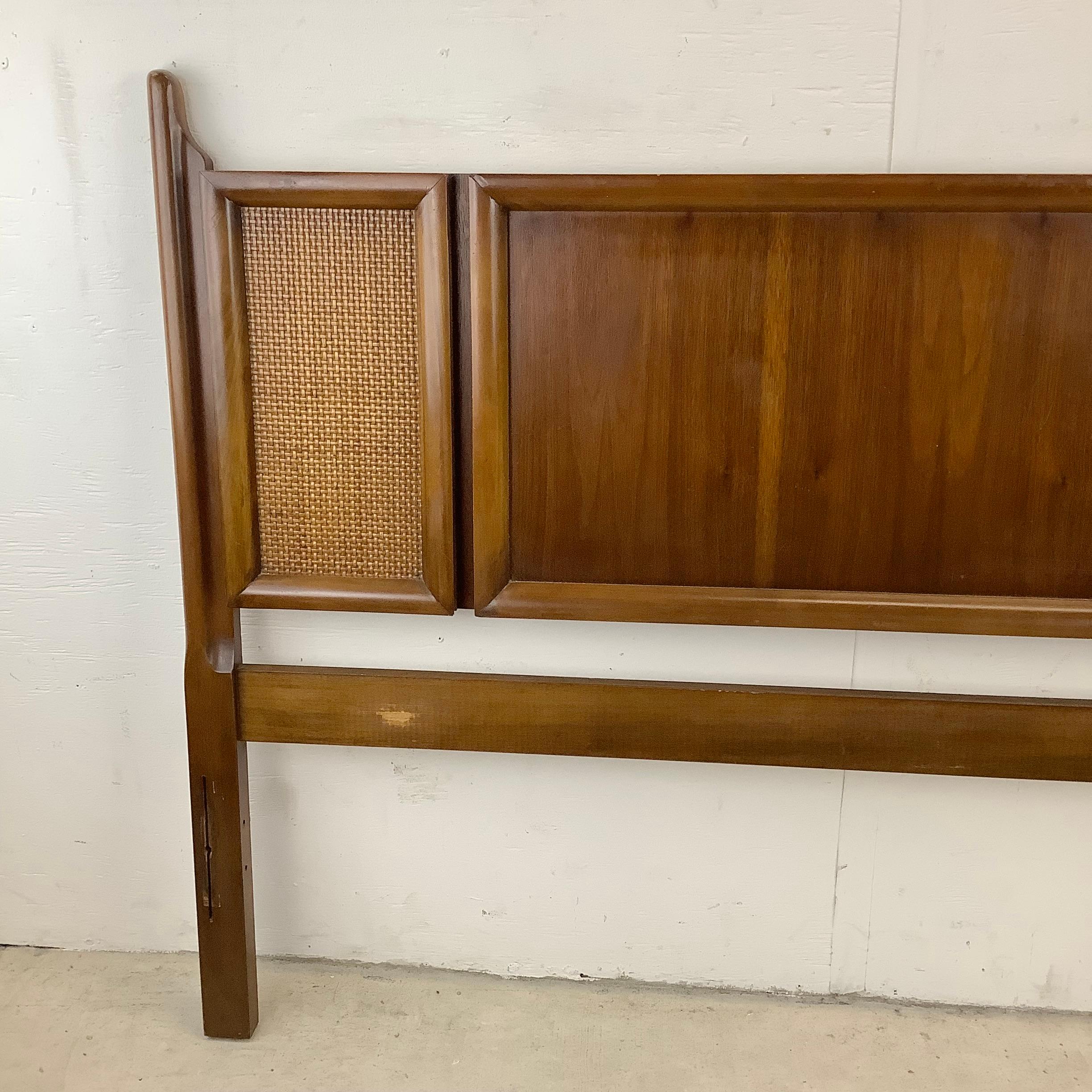 Mid-Century Modern Mid-Century Full Size Headboard with Cane Front Detail