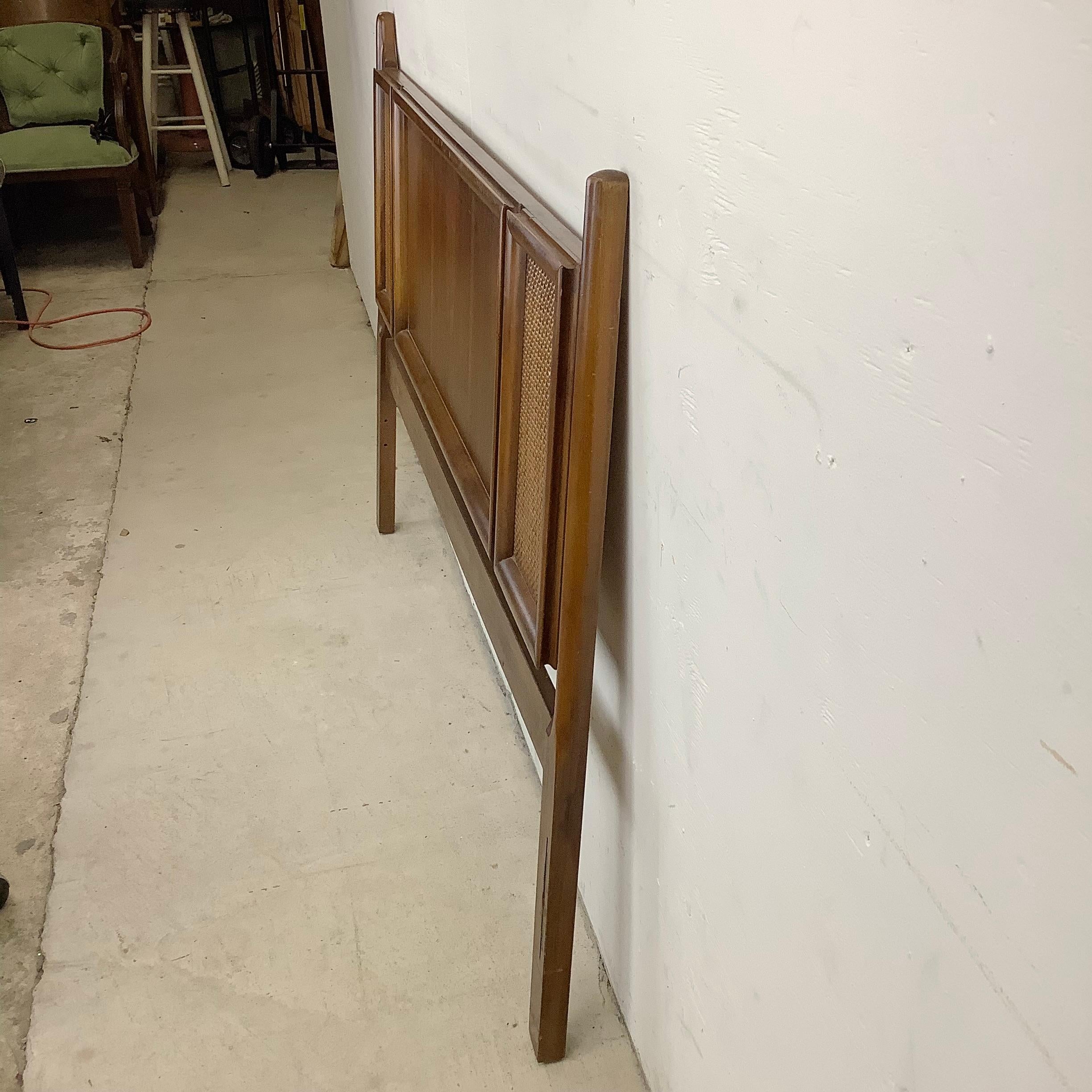 Mid-Century Full Size Headboard with Cane Front Detail 1