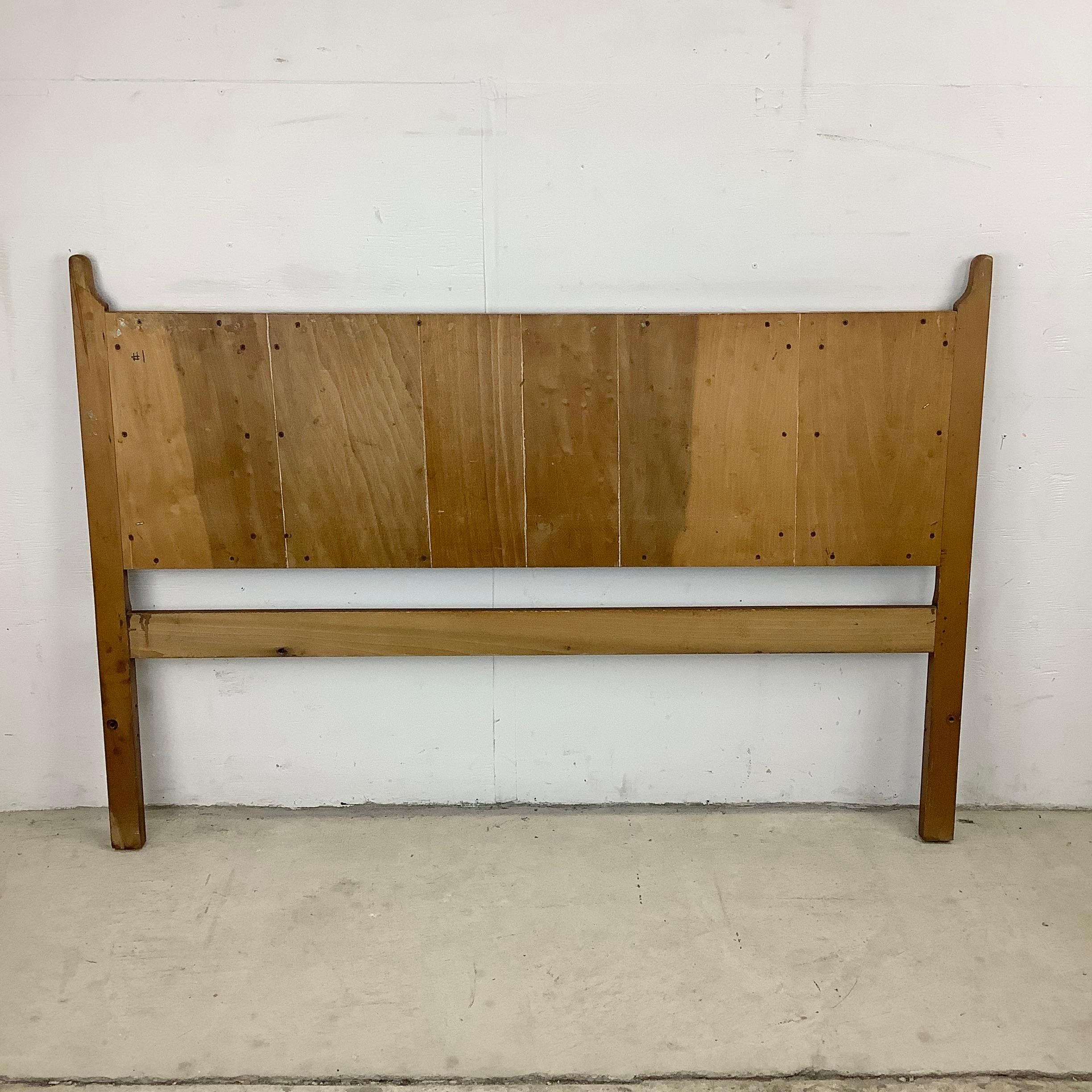 Mid-Century Full Size Headboard with Cane Front Detail 2