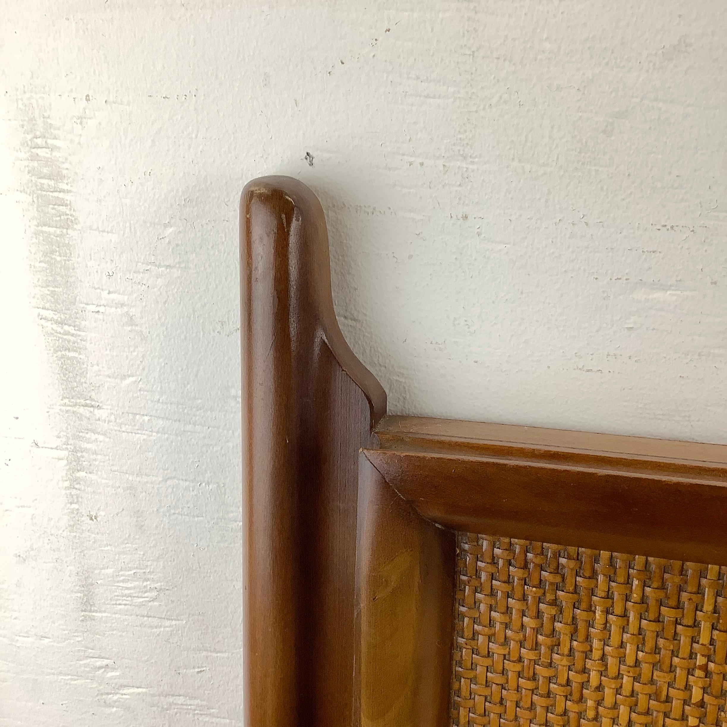 Mid-Century Full Size Headboard with Cane Front Detail 3