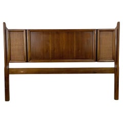 Mid-Century Full Size Headboard with Cane Front Detail