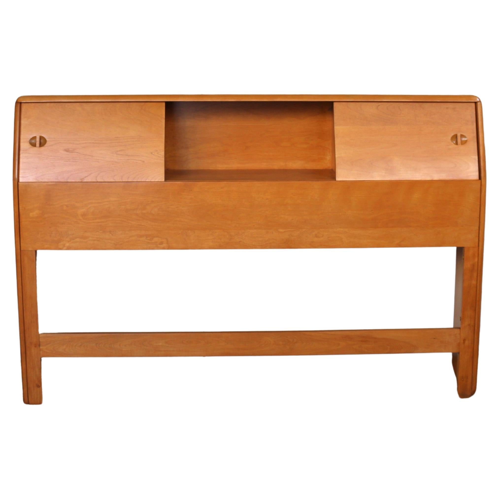 Mid-Century Full Size Headboard With Sliding Doors by Heywood Wakefield Co.