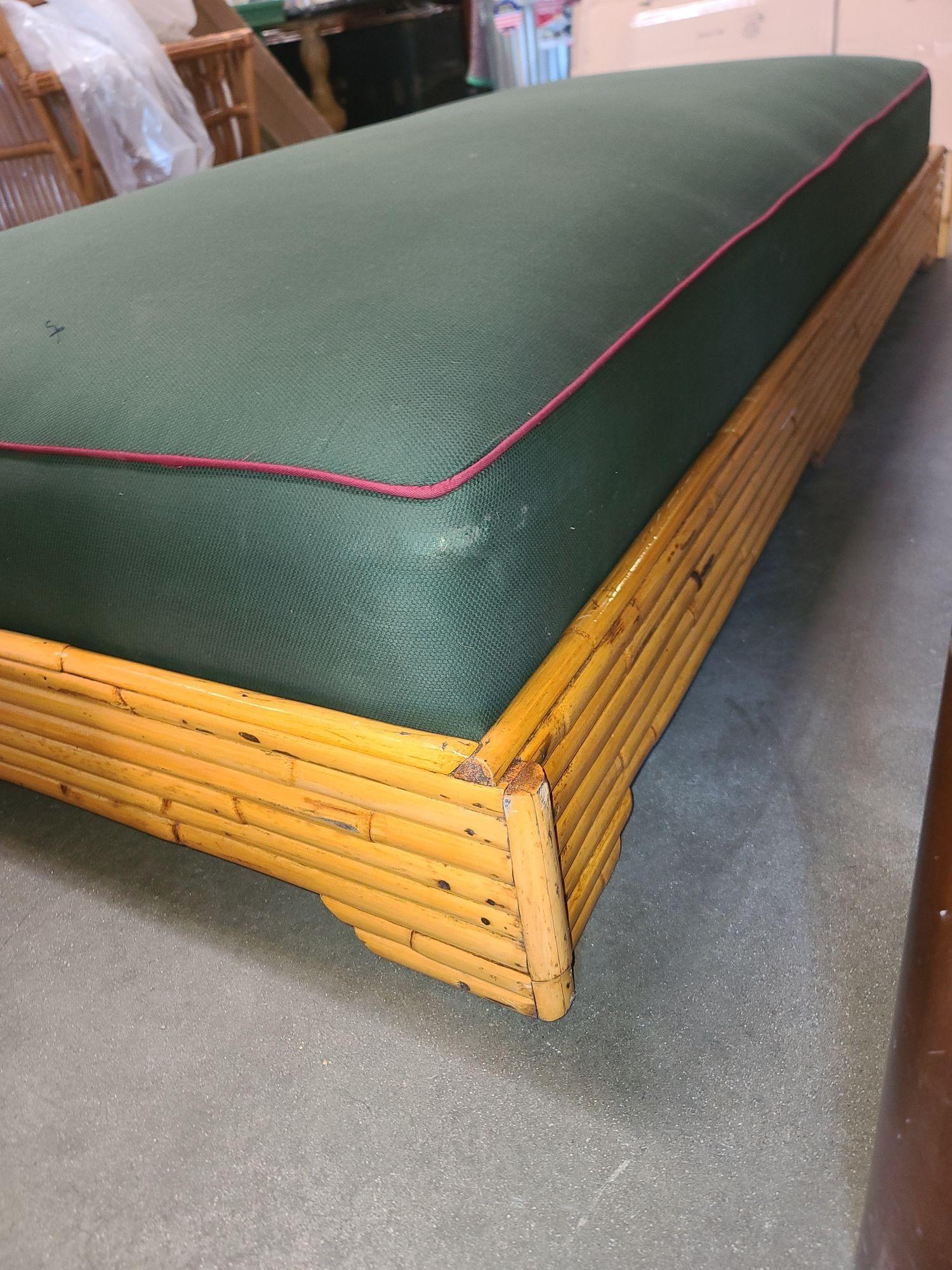 Restored Mid-Century Stacked Rattan Sofa Daybed For Sale 1