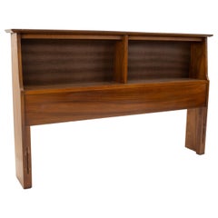 Mid Century Full Size Walnut Storage Headboard