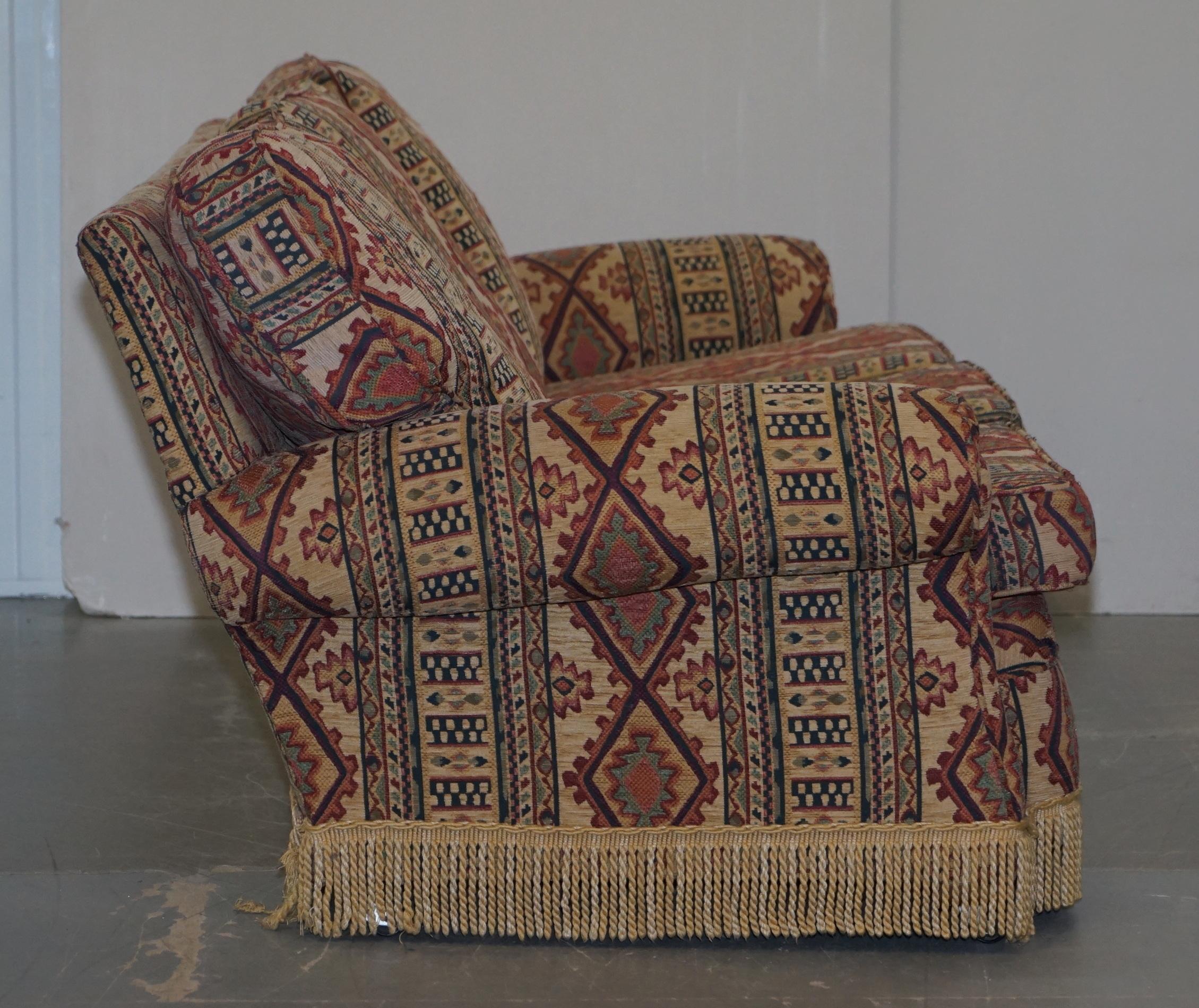 Midcentury Fully Sprung Art Deco Style Kilim Rug Upholstered Sofa Part of Suite For Sale 6