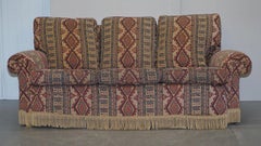 Midcentury Fully Sprung Art Deco Style Kilim Rug Upholstered Sofa Part of Suite