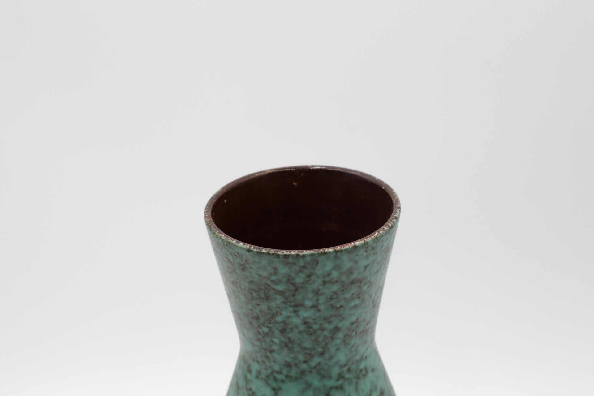 Mid-Century Funky Teal German Vase with Red, Yellow, and White Accents For Sale 1