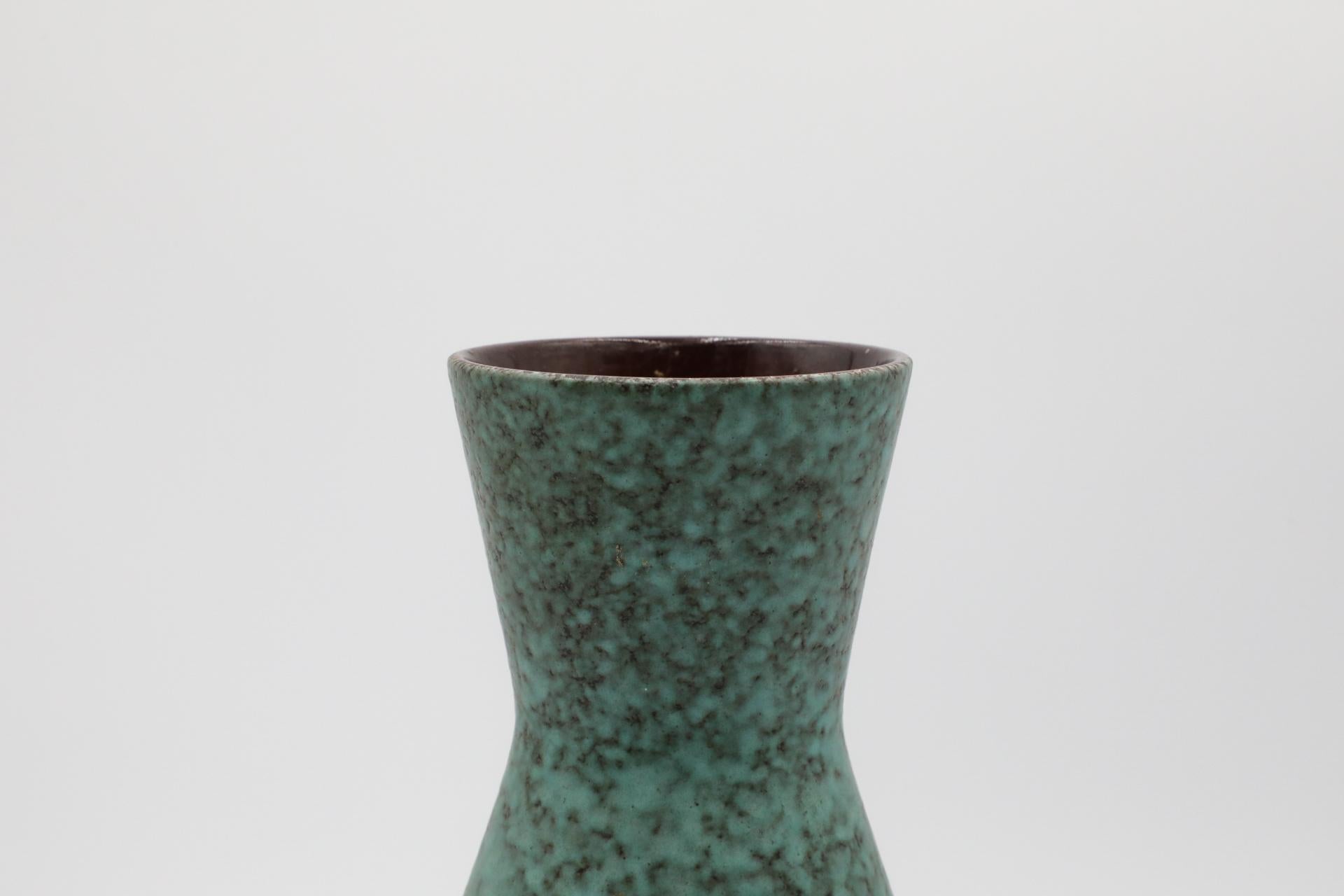Mid-Century Funky Teal German Vase with Red, Yellow, and White Accents For Sale 2