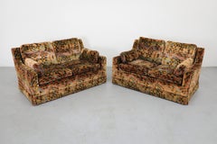 Mid-Century Funky Verner Panton Inspired Printed Velvet Loveseat