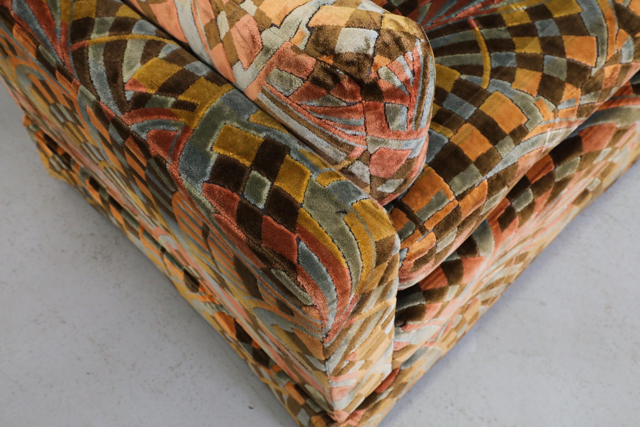 Loveseat du milieu du siècle dernier inspiré de Verner Panton en velours imprimé en vente 13