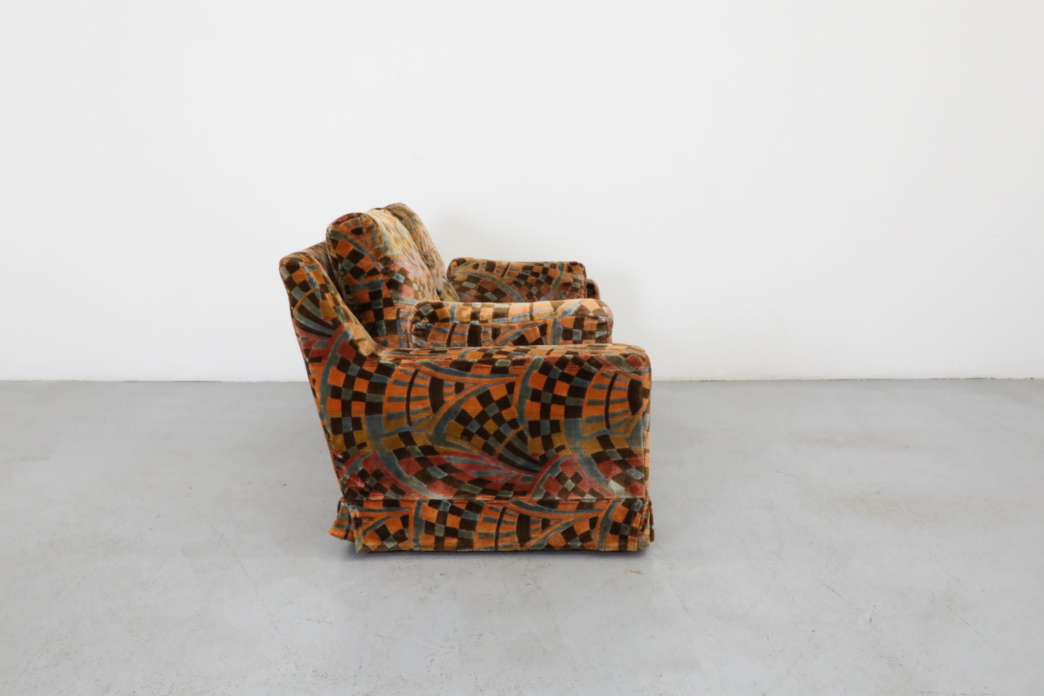 Loveseat du milieu du siècle dernier inspiré de Verner Panton en velours imprimé en vente 2