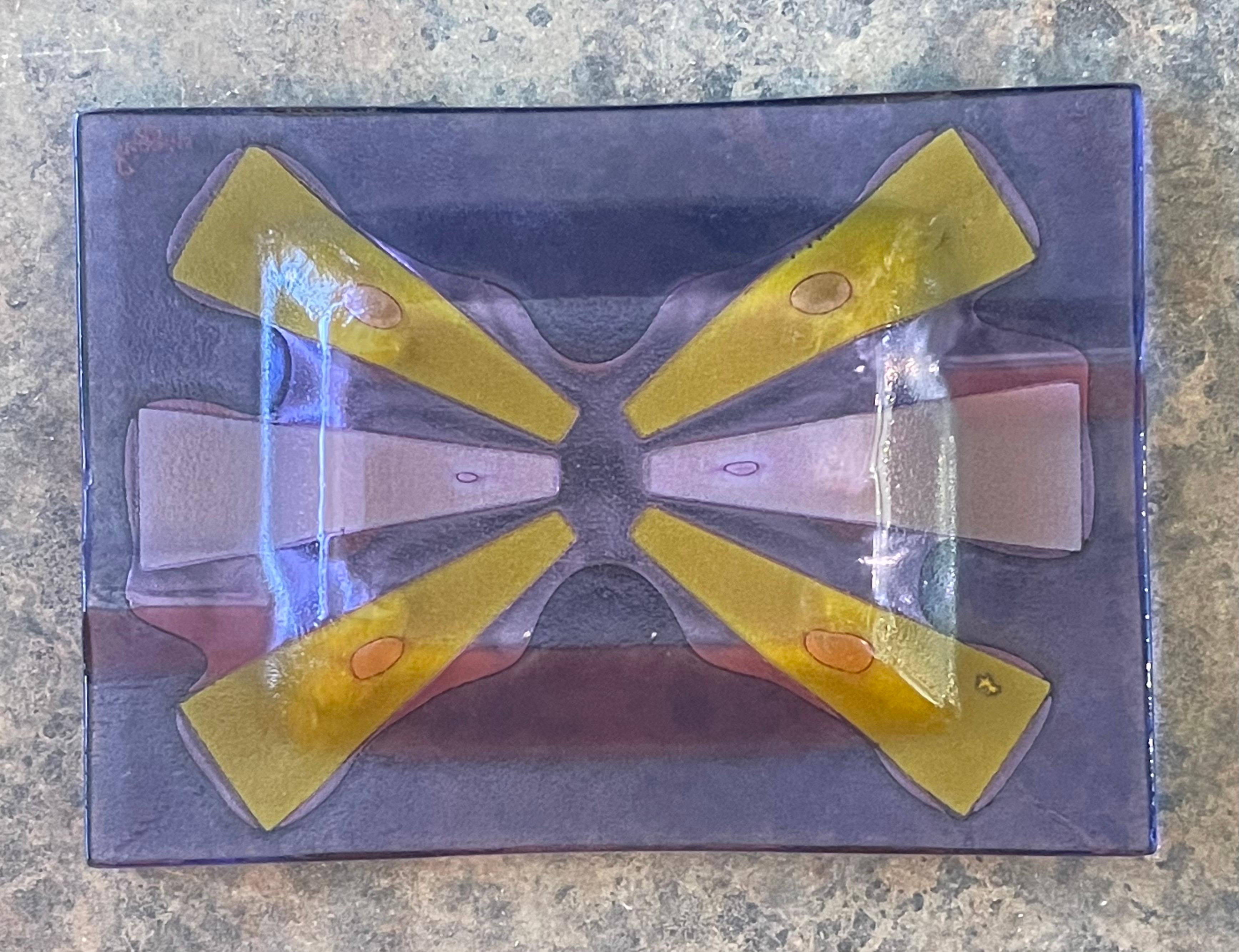 Mid-Century Modern Mid-Century Fused Art Glass Ashtray by Higgins For Sale