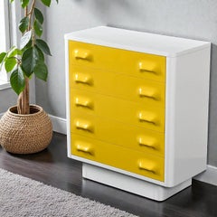 Mid-Century Futurist Raymond Loewy Inspired Yellow Chapter One Highboy Dresser