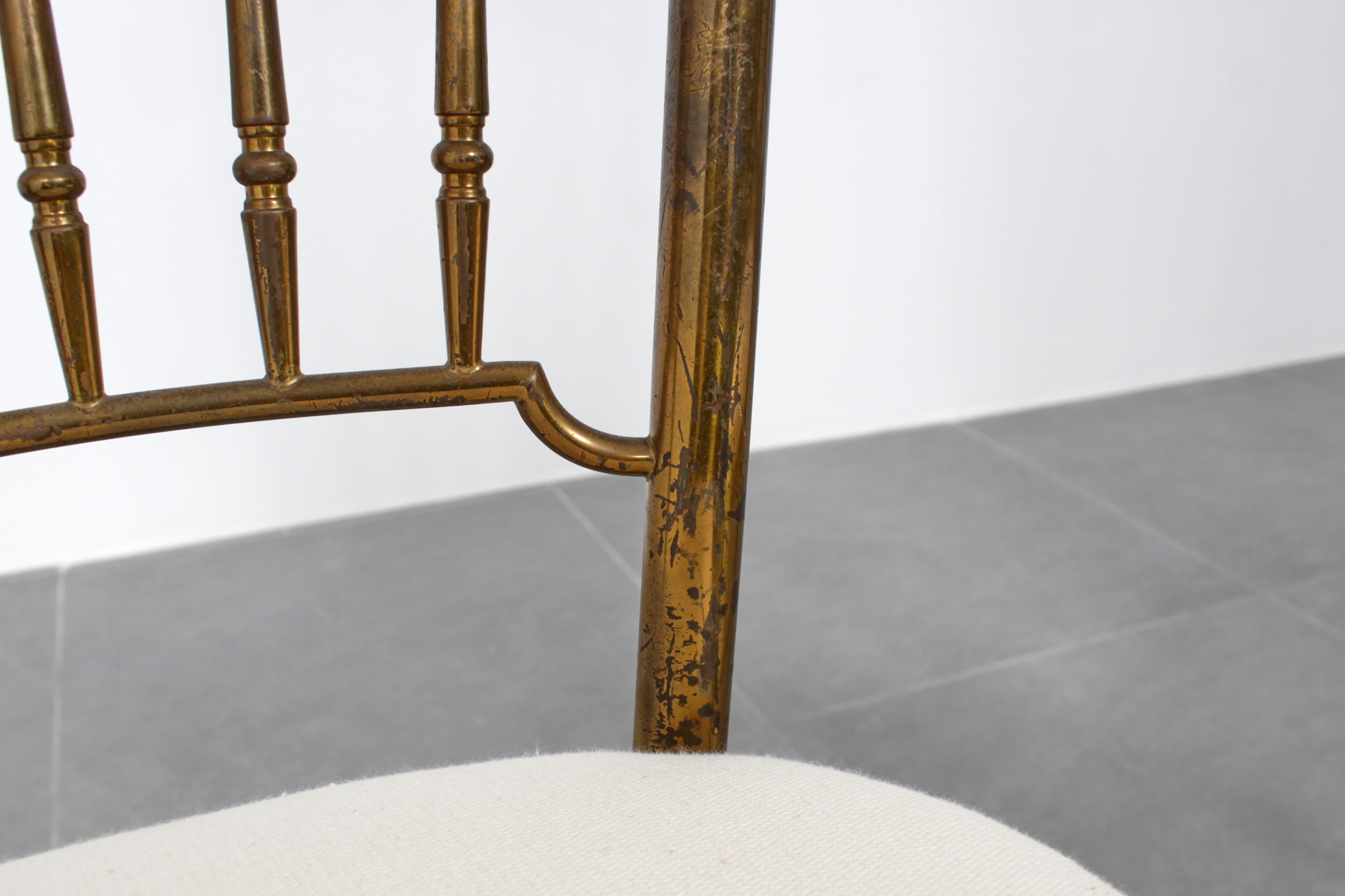 Mid-Century G. Descalzi High Espalier Dining Chairs Brass Set of 6,  Italie années 50 en vente 4