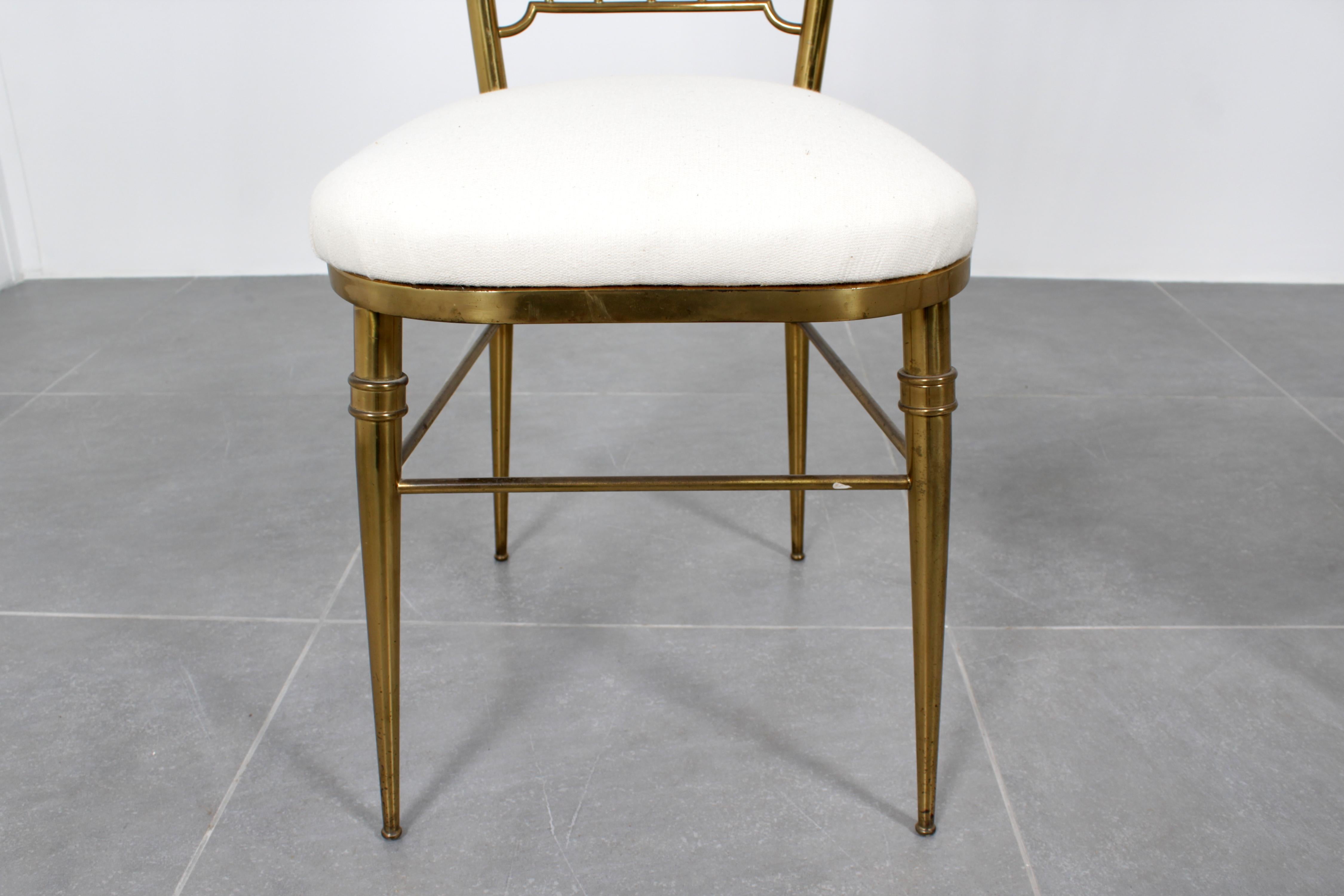 Mid-Century G. Descalzi High Espalier Dining Chairs Brass Set of 6,  Italie années 50 en vente 8