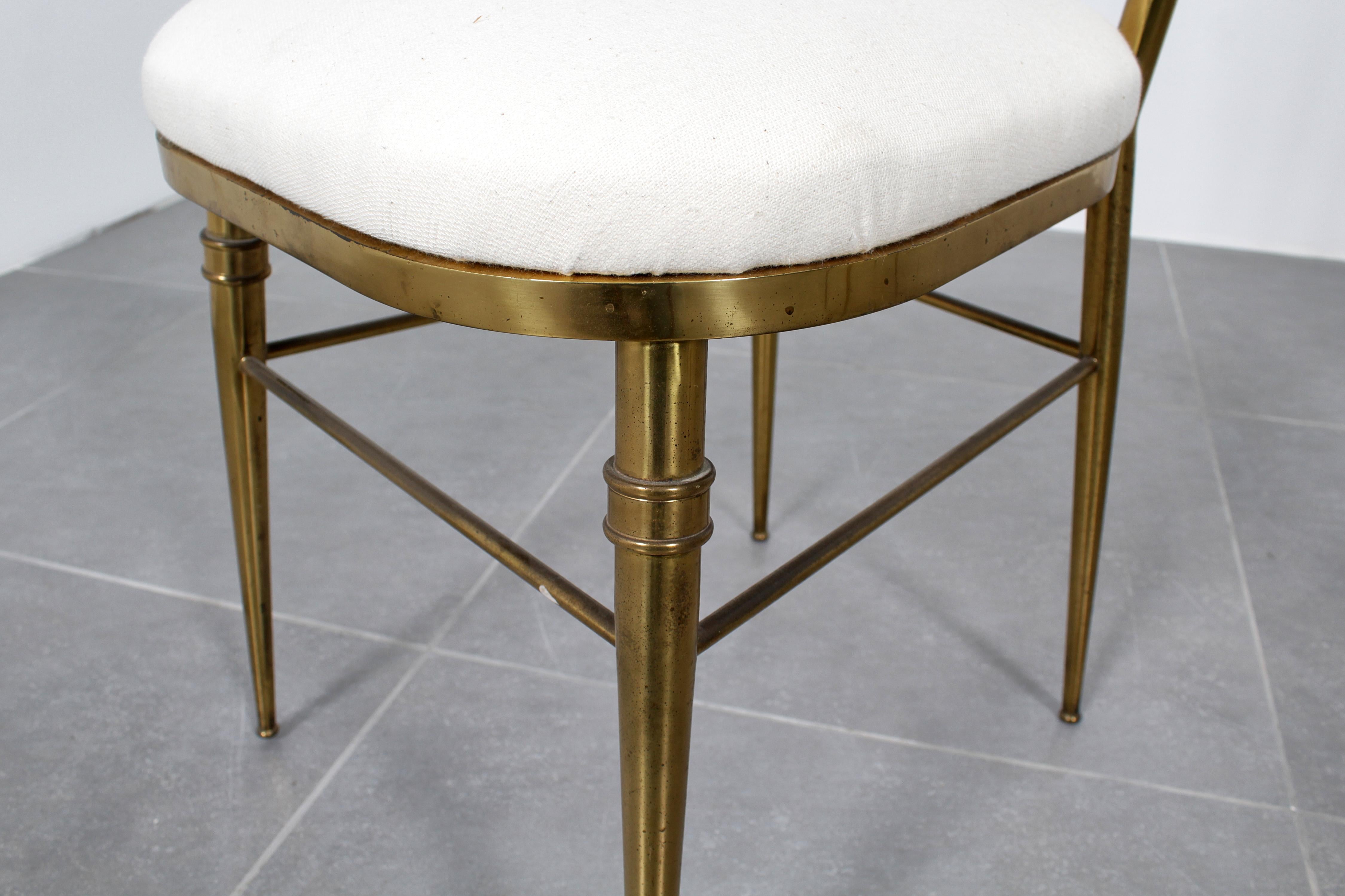 Mid-Century G. Descalzi High Espalier Dining Chairs Brass Set of 6,  Italie années 50 en vente 9