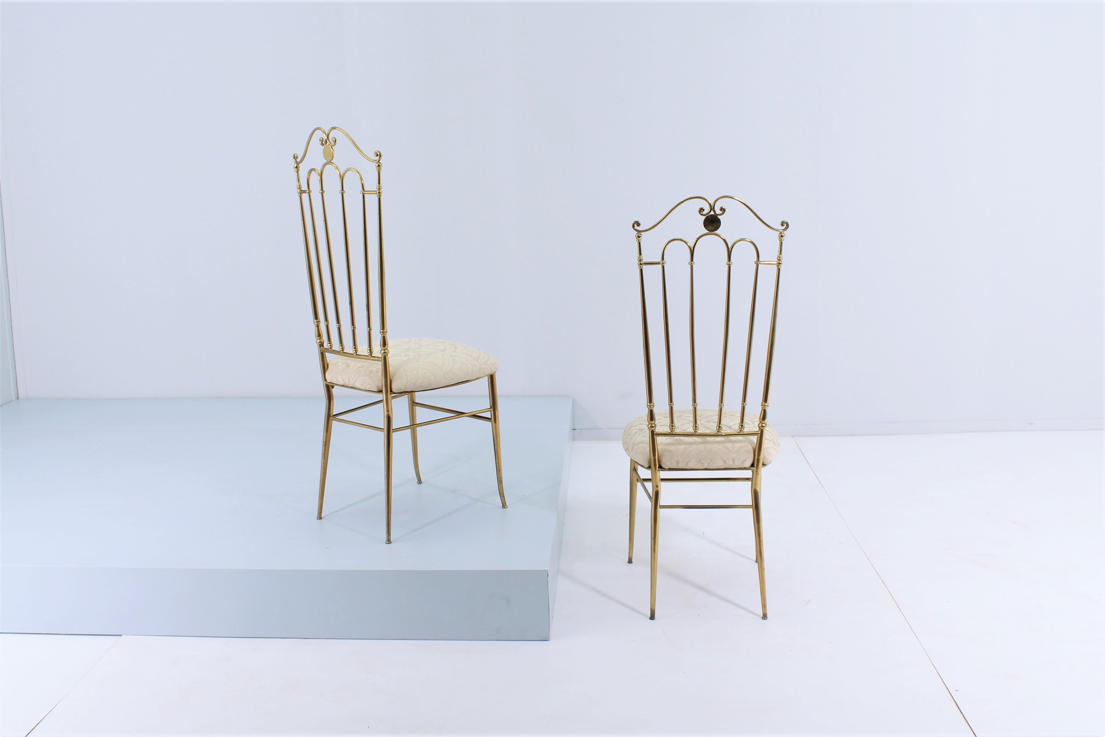 Italian Mid-Century G. Descalzi High Espalier Dining Chairs Set of 2, Chiavari 50s Italy For Sale