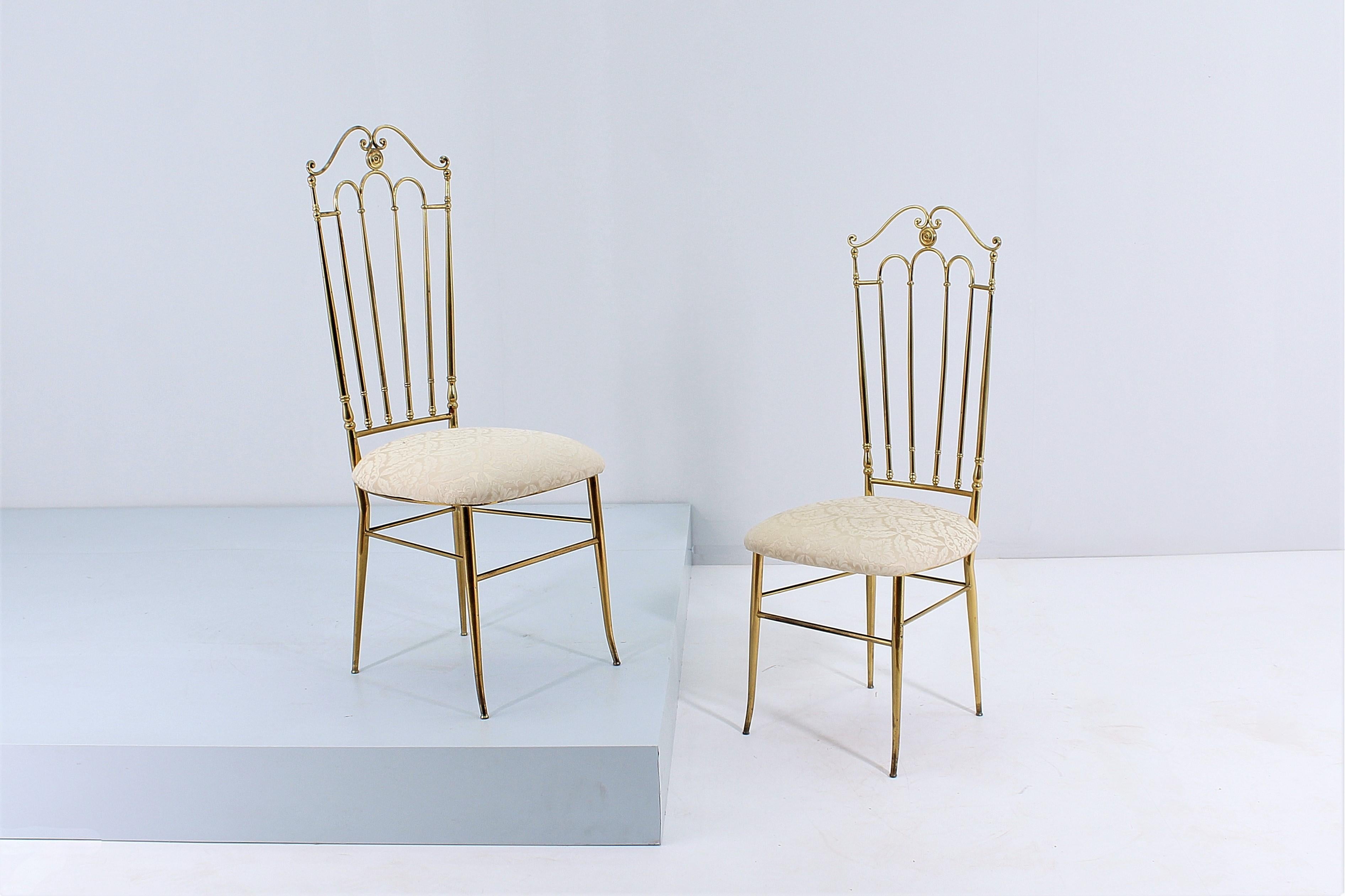 Mid-Century G. Descalzi High Espalier Dining Chairs Set of 2, Chiavari 50s Italy For Sale 2