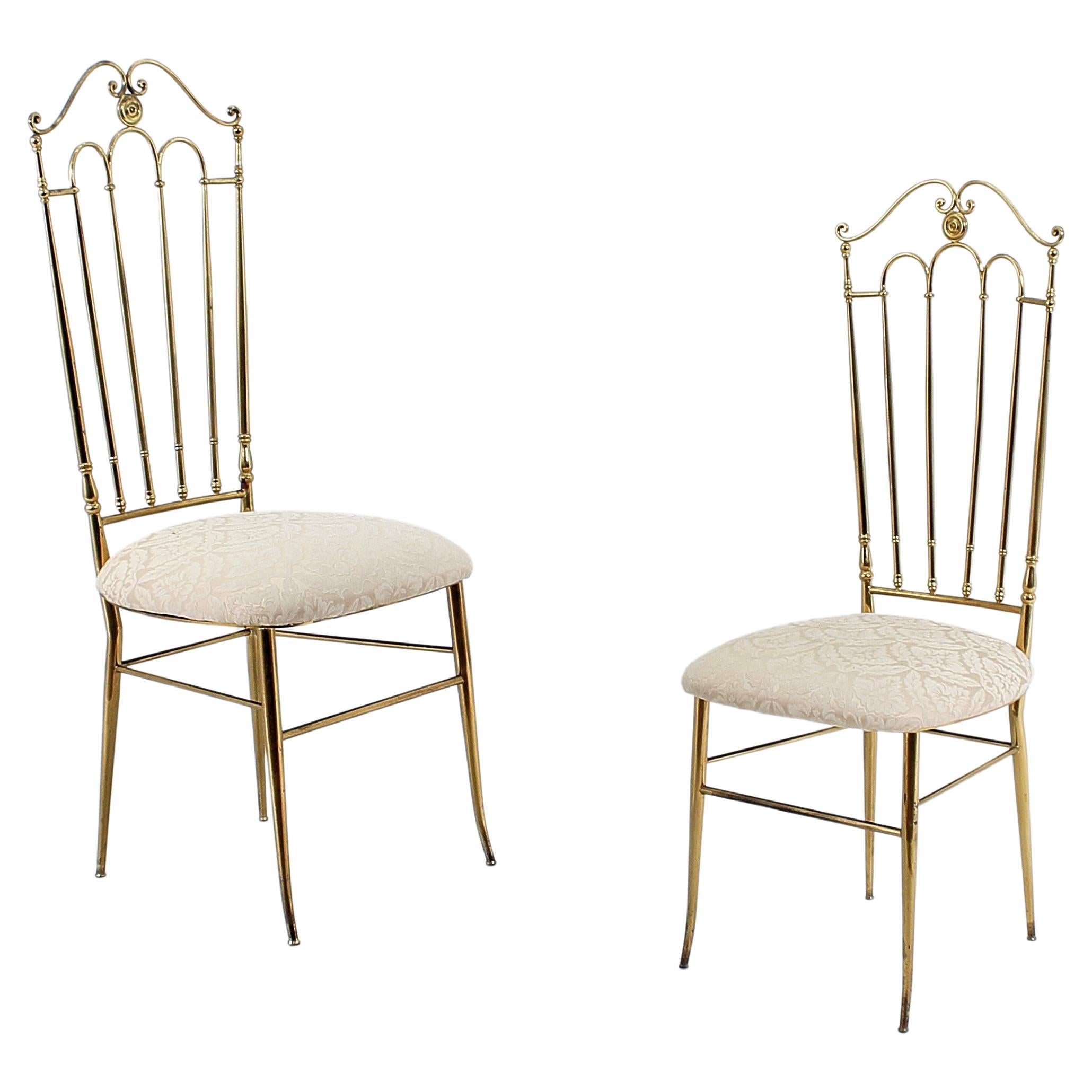 Mid-Century G. Descalzi High Espalier Dining Chairs Set of 2, Chiavari 50s Italy For Sale