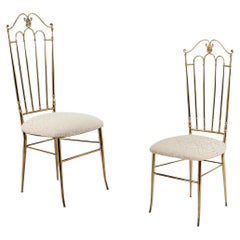 Mid-Century G. Descalzi High Espalier Dining Chairs Set of 2, Chiavari 50s Italy